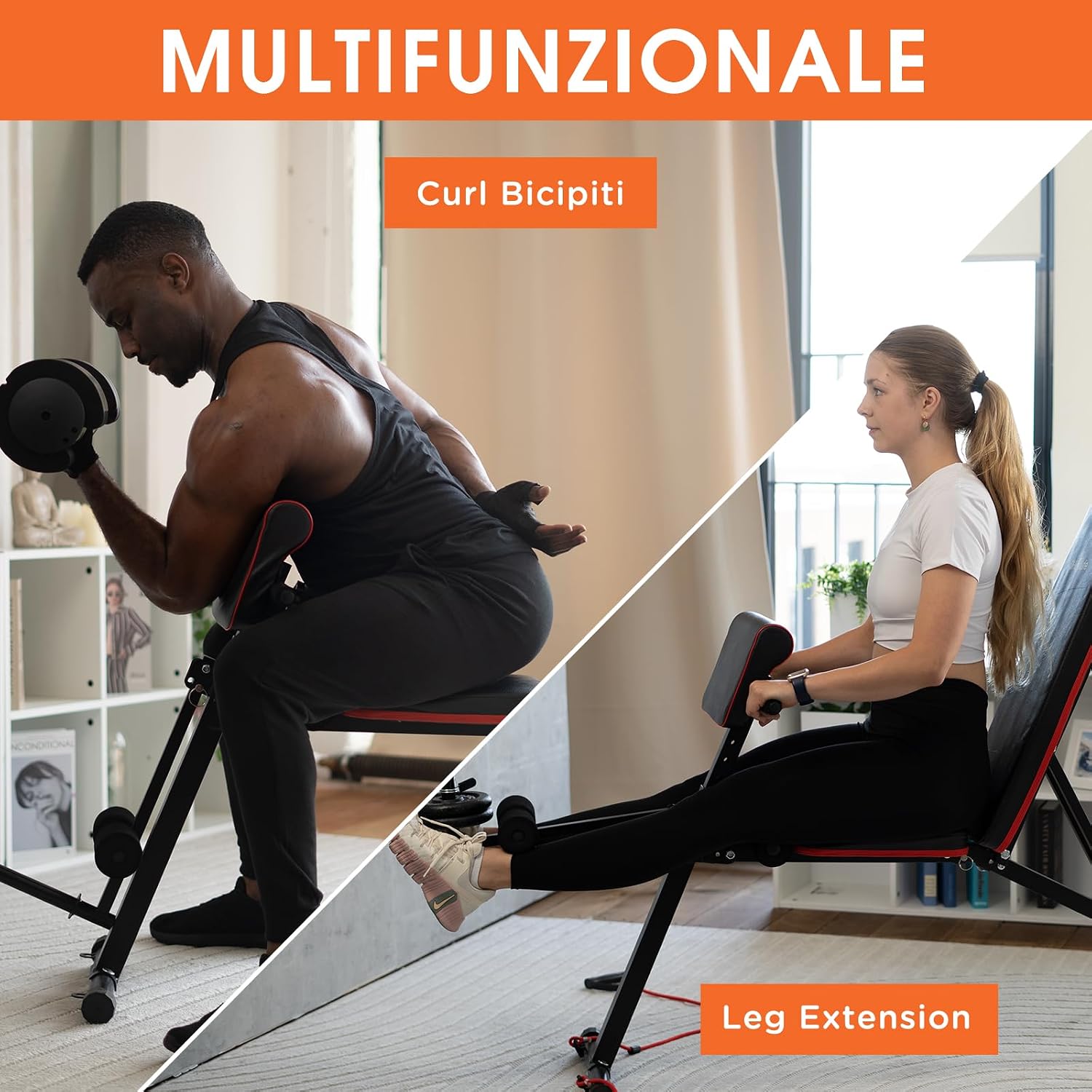 Detalle 2 de DH FitLife Panca Pesi pieghevole regolabile: panca inclinabile e piana per allenamento multifunzionale