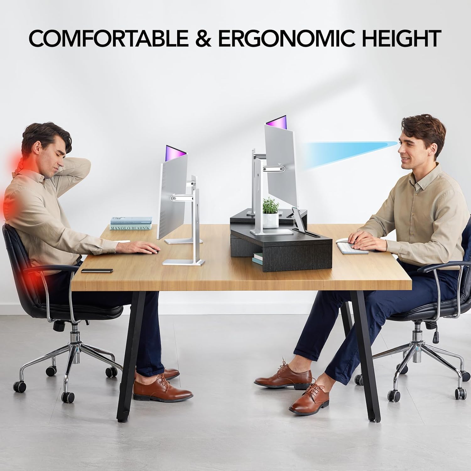 Thumbnail 1 de HUANUO Dual Monitor Stand Riser – Adjustable Desk Monitor Stand for Two Screens