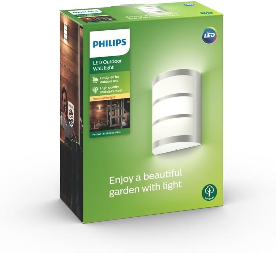 Thumbnail 2 de Philips Lighting Phyton: lampada LED da parete per giardino ed esterni in acciaio spazzolato da 6W