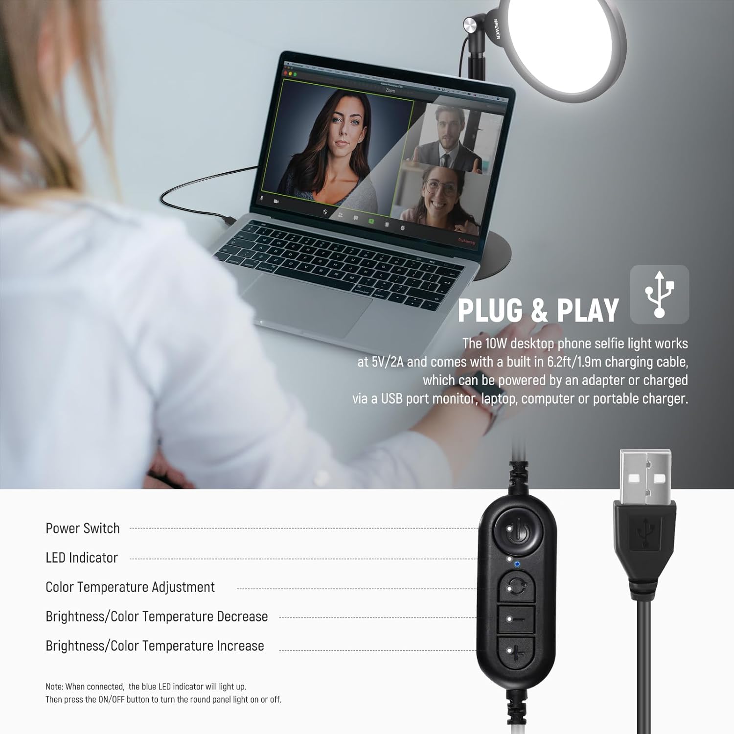 Thumbnail 4 de NEEWER Basics 2 Pack 7" Desktop Ring Lights (R06) for Video Recording