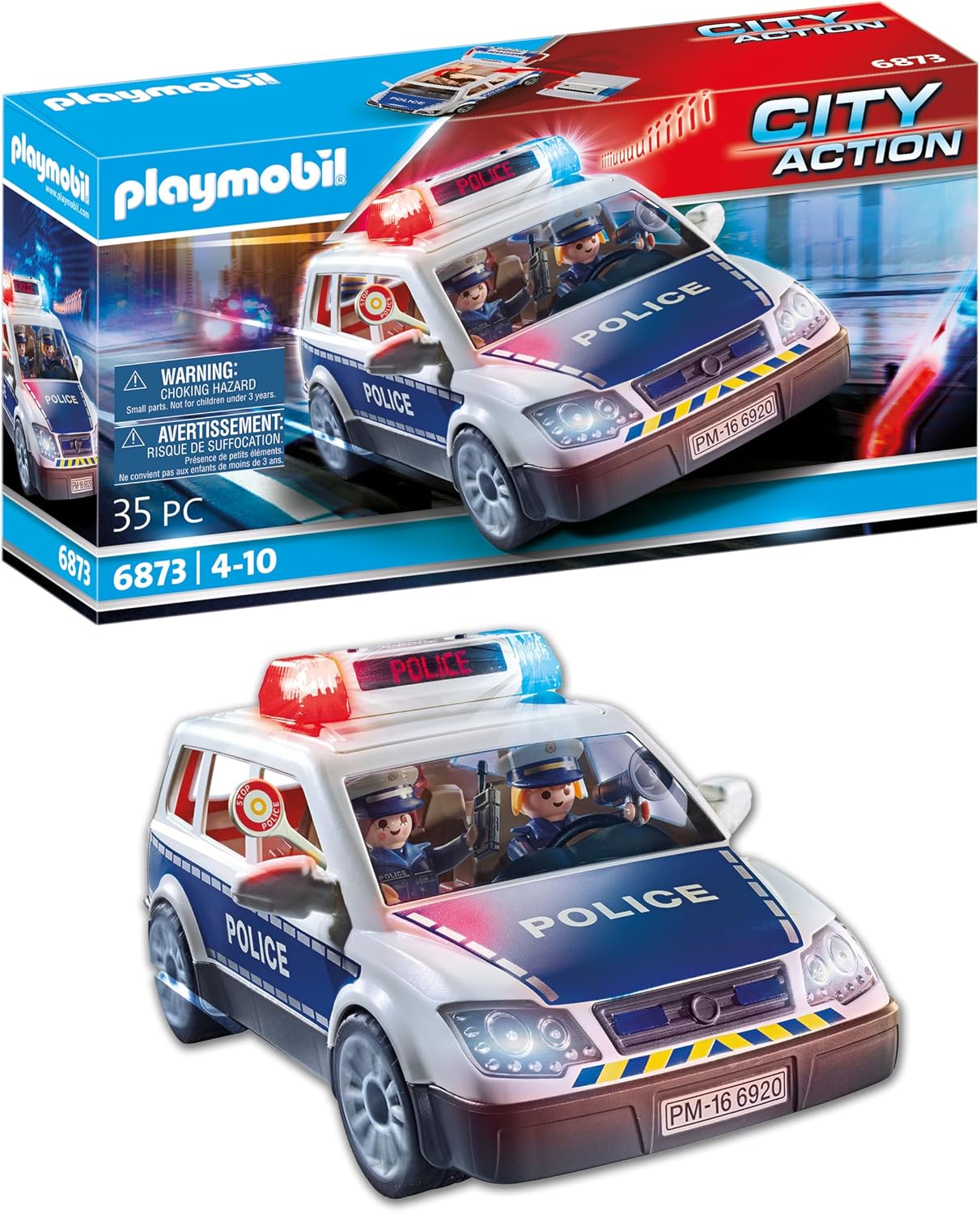 Detalle de PLAYMOBIL City Action Polizei Streifenwagen 71729 – Mit Polizei-Figur und Blaulicht