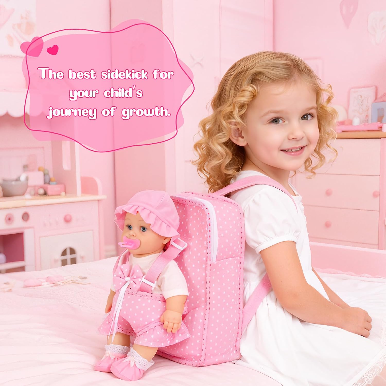 Thumbnail 5 de Mastom 12-Inch Baby Doll Set with Backpack, 4 Outfits & Accessories