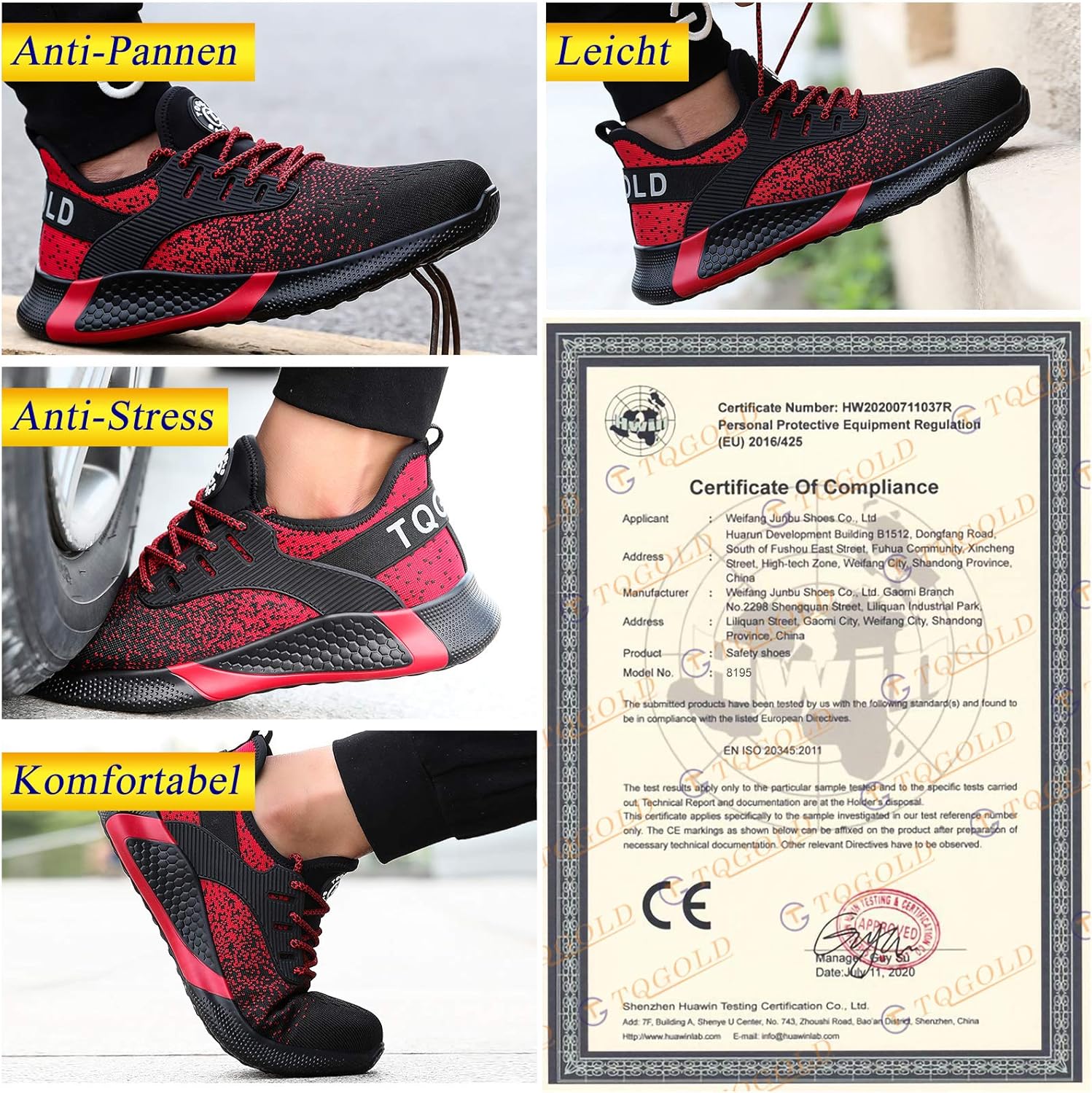 Thumbnail 5 de AONETIGER Sicherheitsschuhe mit Stahlkappe – leichte, atmungsaktive Schutzschuhe für Herren & Damen