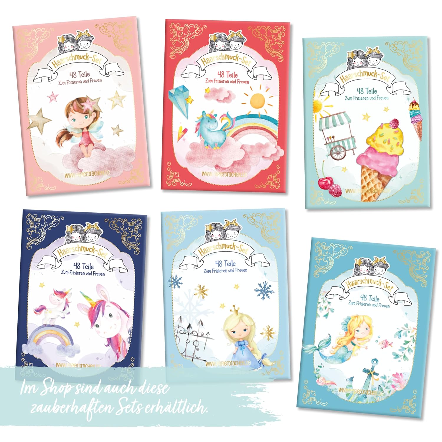 Thumbnail 6 de Papierdrachen 48 Haarspangen und Haargummis 🎀