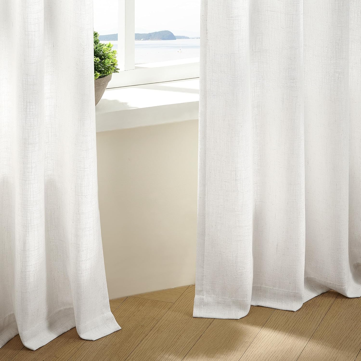 Thumbnail 6 de Textured Linen Pleated Curtains 108 in, 2 Panels 🪟