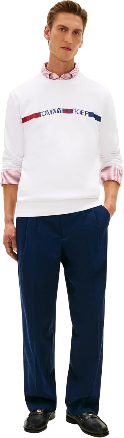 Detalle de Tommy Hilfiger Brand Love TR Stripe Sweatshirt Mw0mw42465 – Felpa pullover unisex uomo