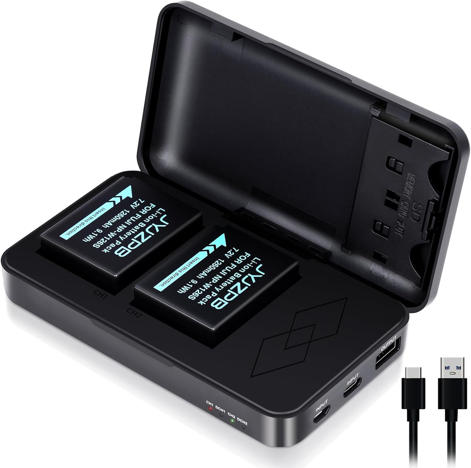 Detalle de JYJZPB NP-W126 charger set with 2 batteries