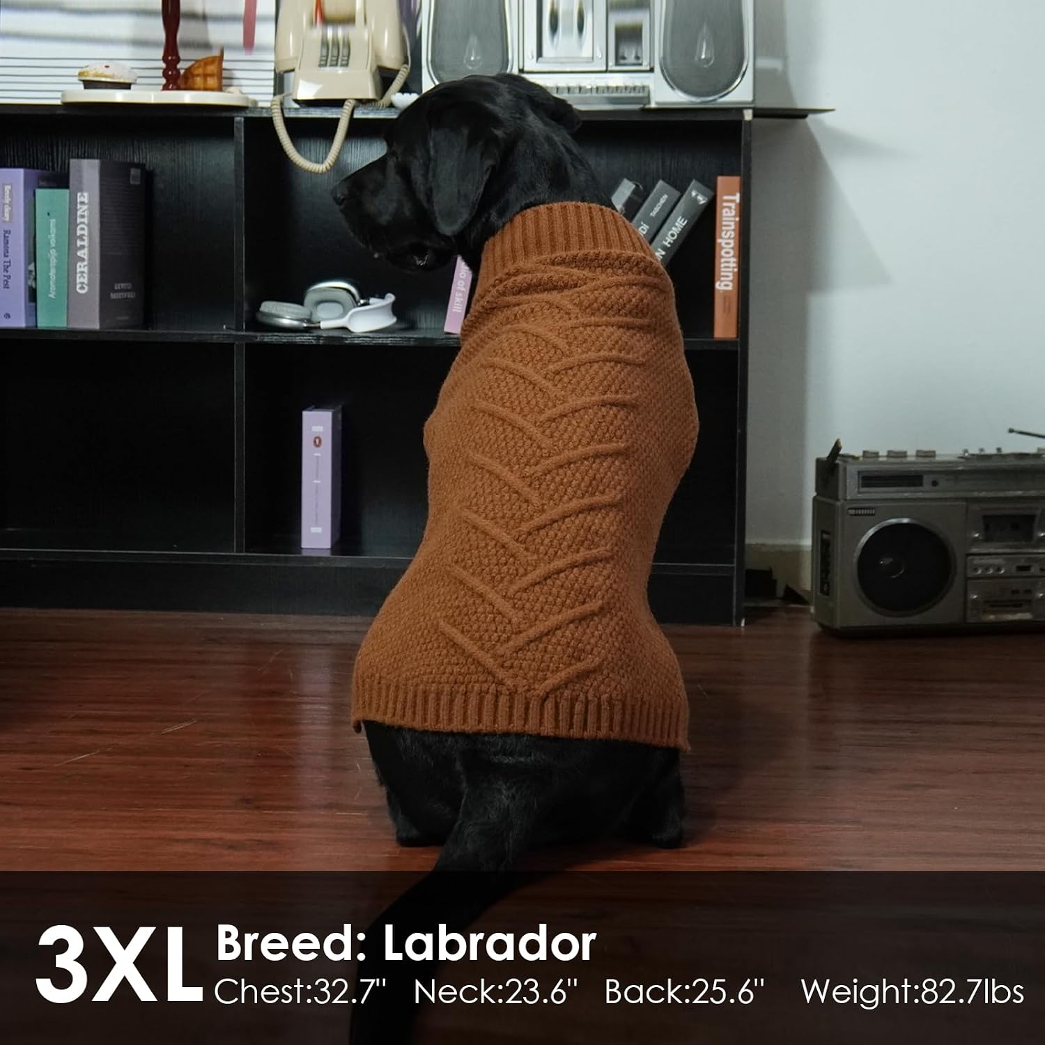 Detalle de Katzinst XXL Dog Jumper Large Size – Warm Knit polo-neck Sweater for Large Dogs (Caramel, 2XL)