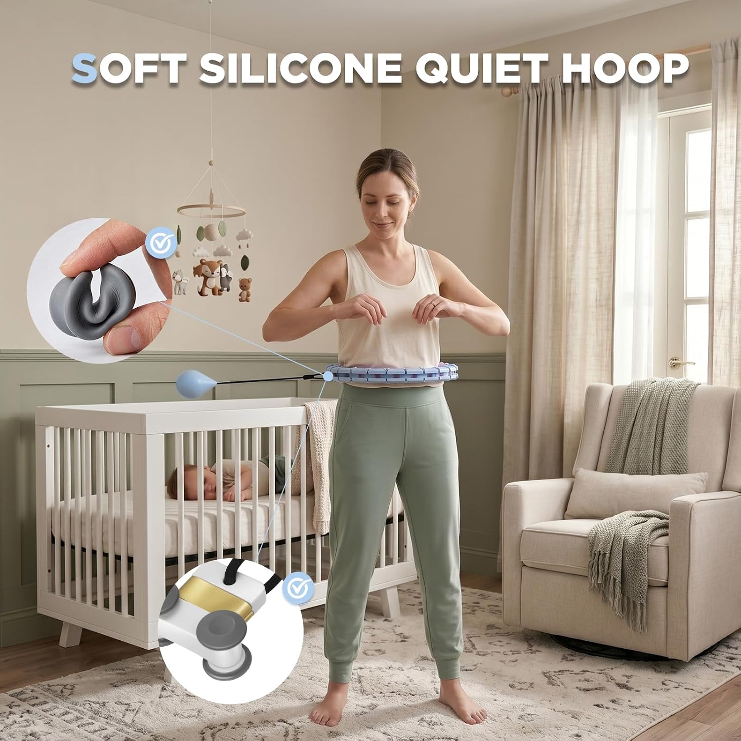 Detalle de HCOIW Weighted Infinity Fitness Hoop, 47-Inch with 24 Detachable Links