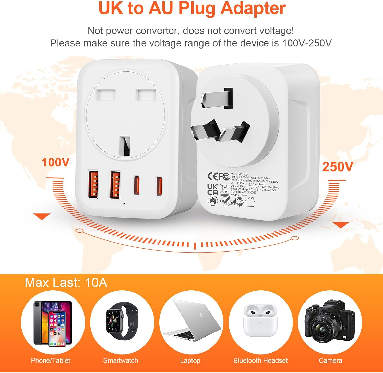 Thumbnail 4 de Omivine UK to Australia Type I 2500W Adapter