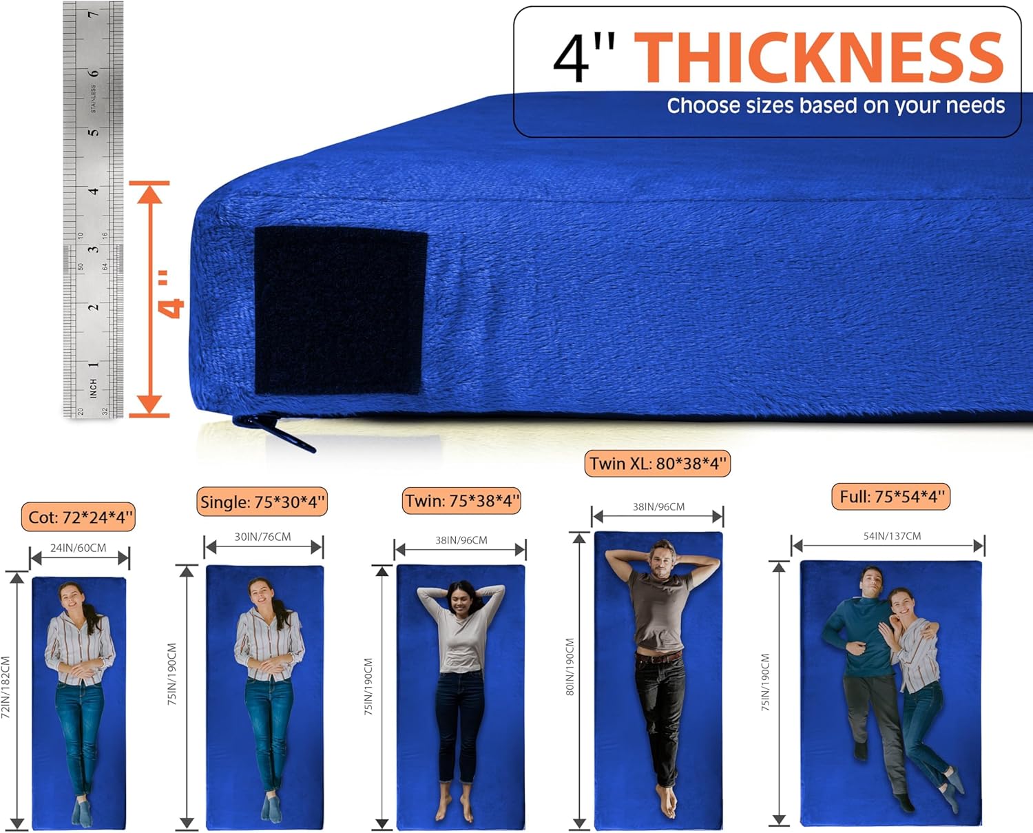 Thumbnail 3 de GAIALOOP Extra Thick 4-Inch Memory Foam Camping Mattress