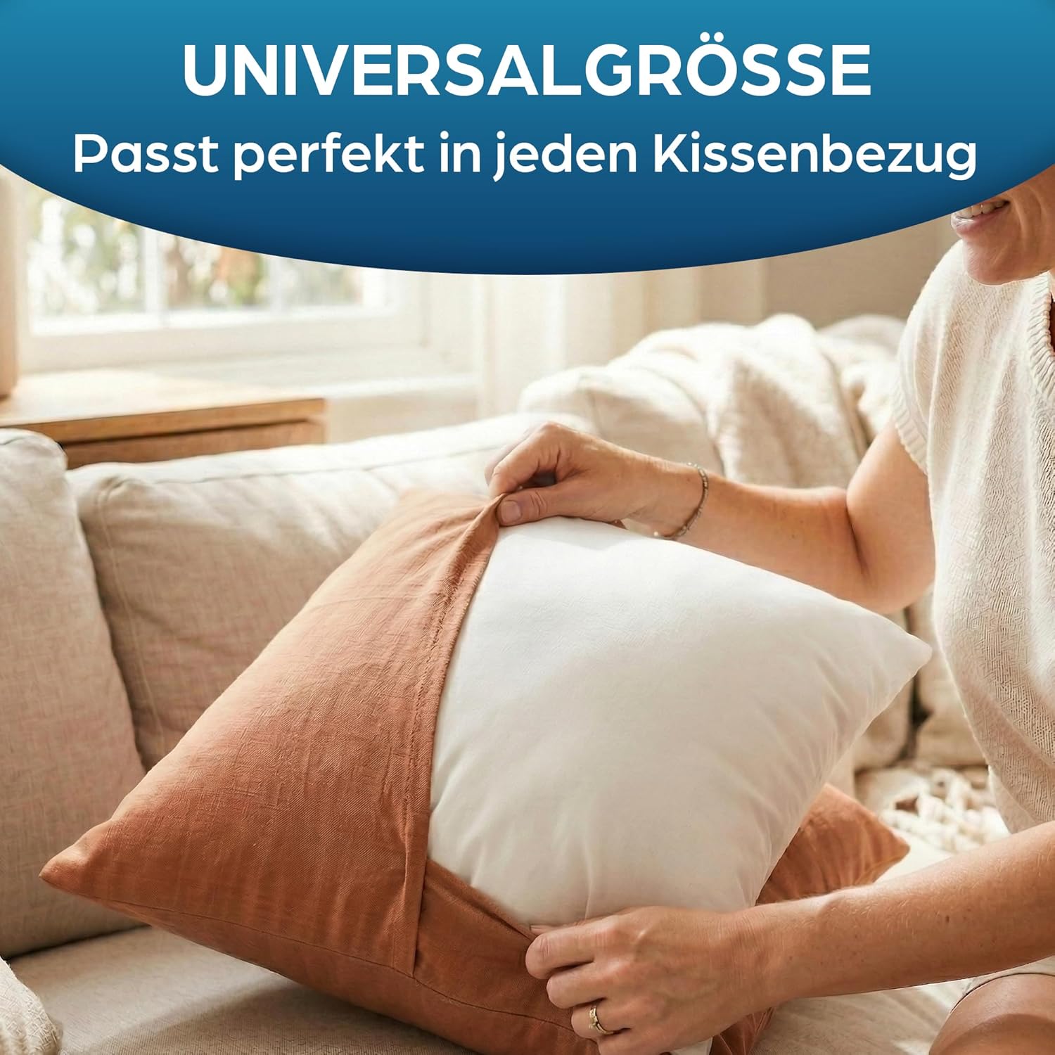 Detalle de Flowen Kissen 50x50 – 4er Set (Kopfkissen) aus Mikrofaser, hypoallergen und maschinenwaschbar