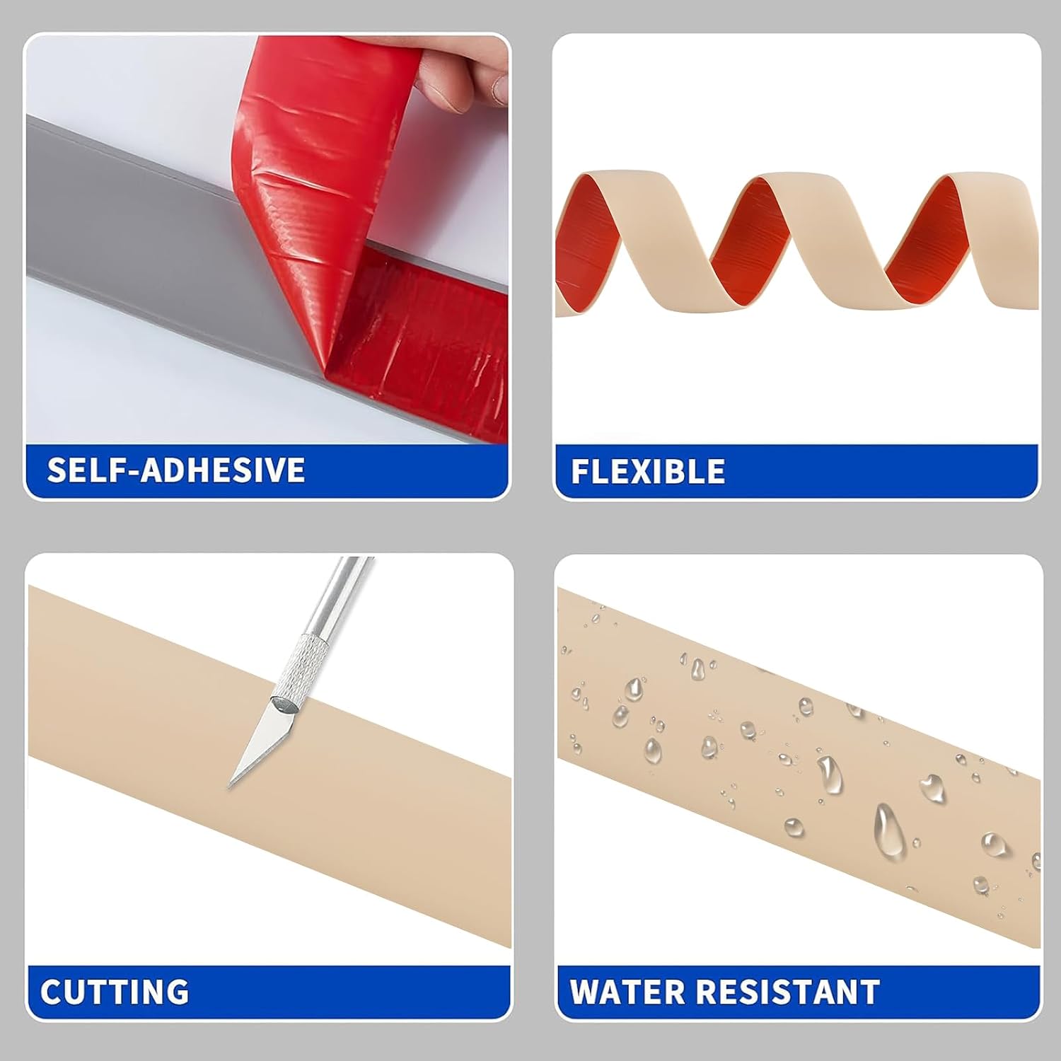 Detalle de Zayejod py926 PVC Floor Transition Strip, 1.2m Self-Adhesive, Yellowish Beige