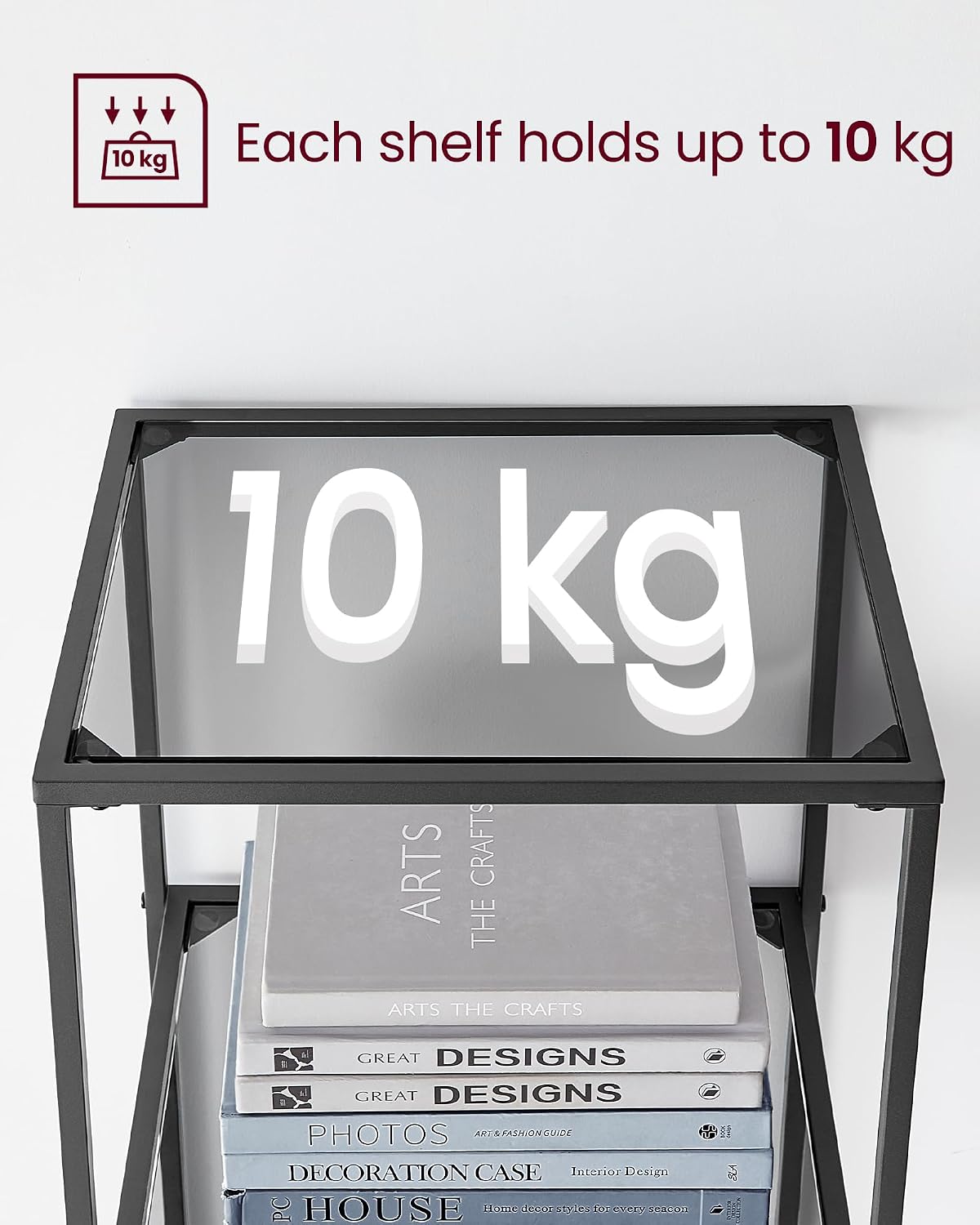 Detalle de VASAGLE LGT500G01 6-Tier Bathroom Shelf with Tempered Glass, Slate Grey