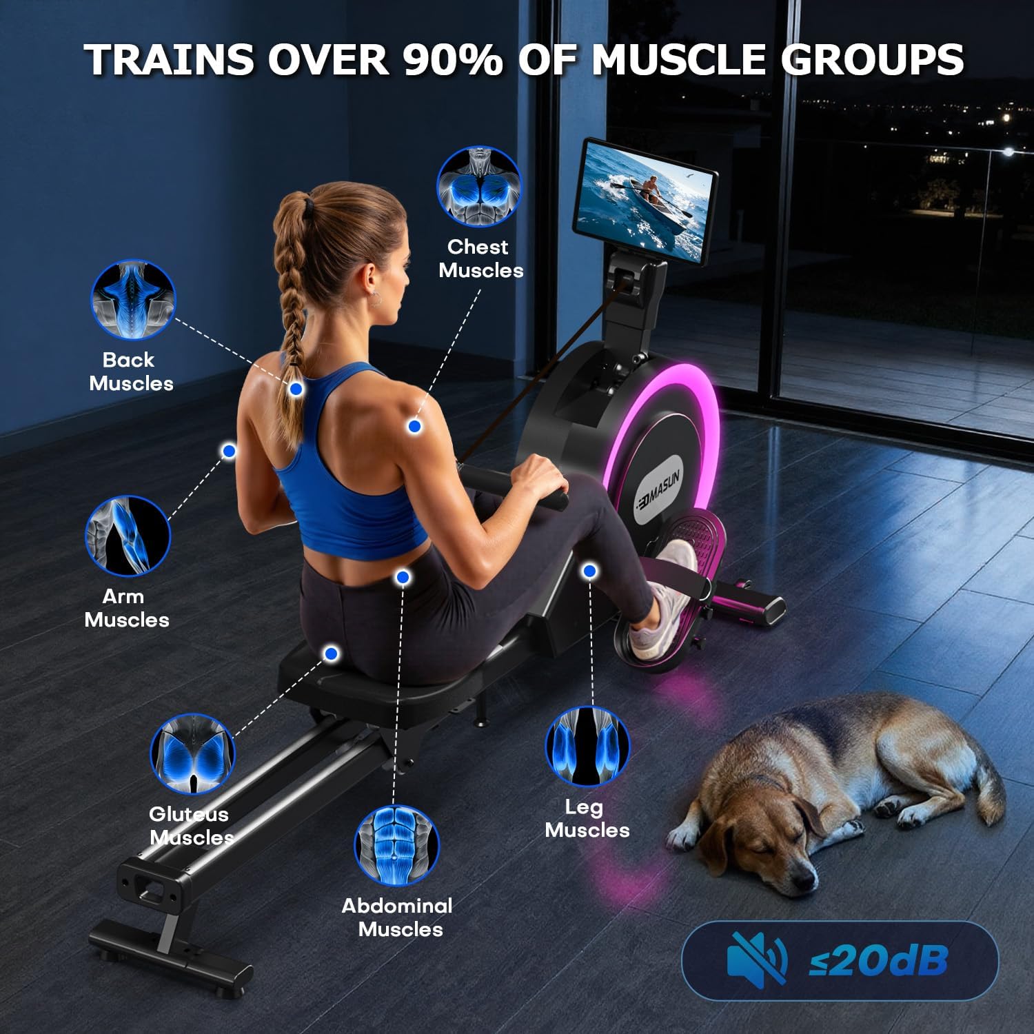 Thumbnail 5 de DMASUN Upgrade Magnetic Rowing Machine with App Compatibility, 16/32 Levels and Quiet Resistance