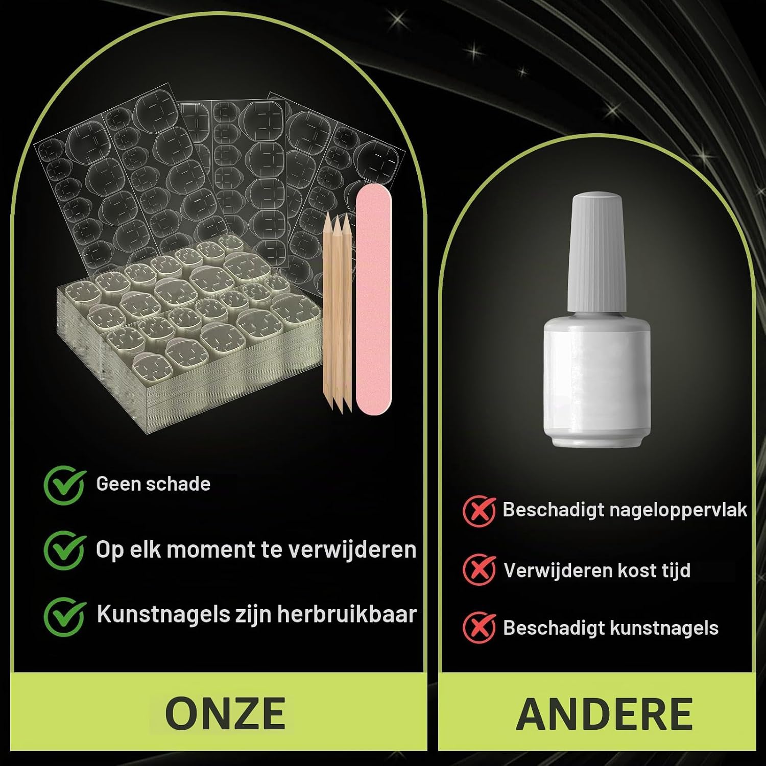 Detalle de Yatinkim GDJ nageltabs voor press-on nagels, dubbelzijdig en transparant