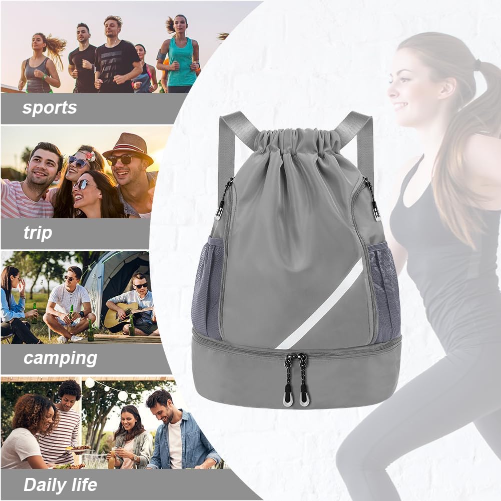 Thumbnail 6 de flintronic Mode Sport Rucksäcke: Großer 20-Liter-Kordelzug mit Schuhfach und Netz-Taschen