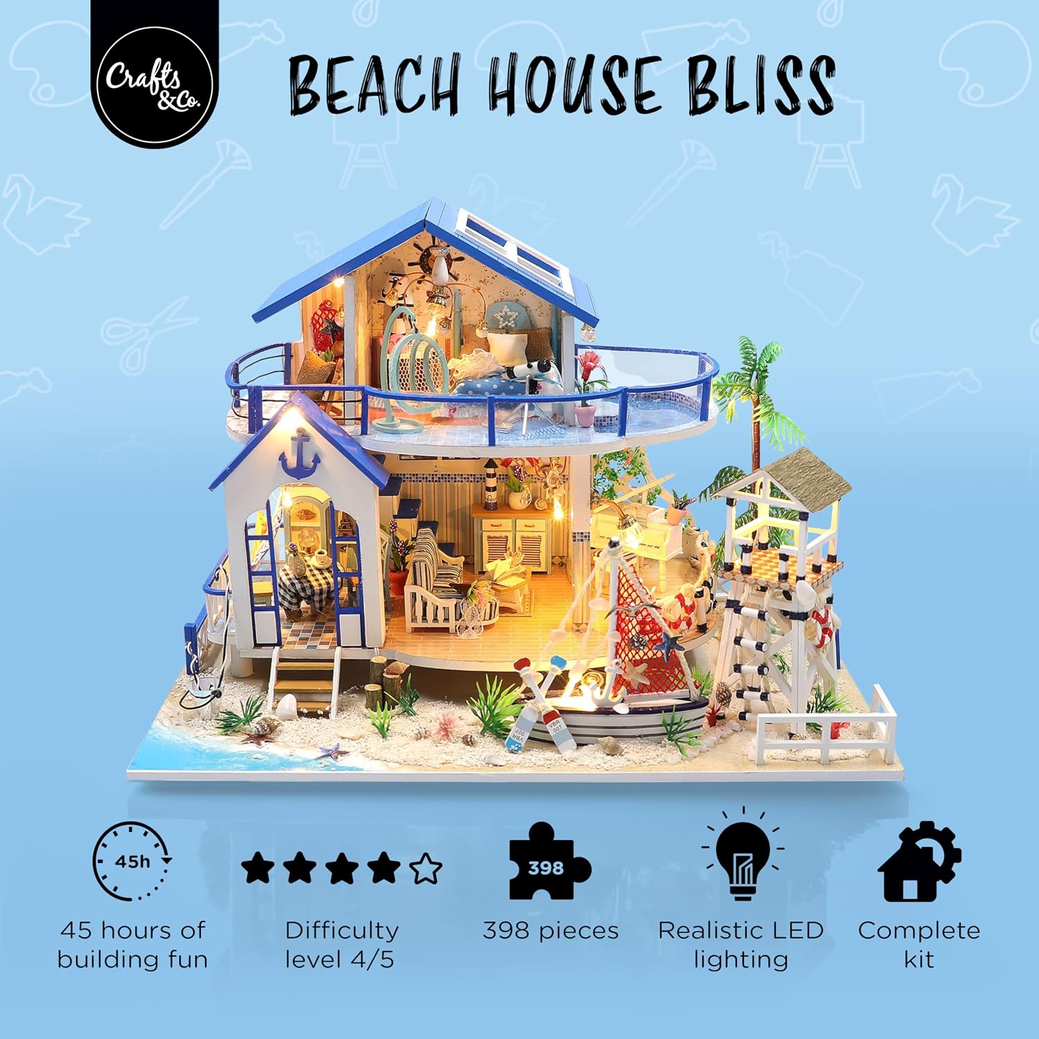 Thumbnail 2 de Crafts&Co® Casa de Playa Miniatura DIY 🏖️ | 398 Piezas
