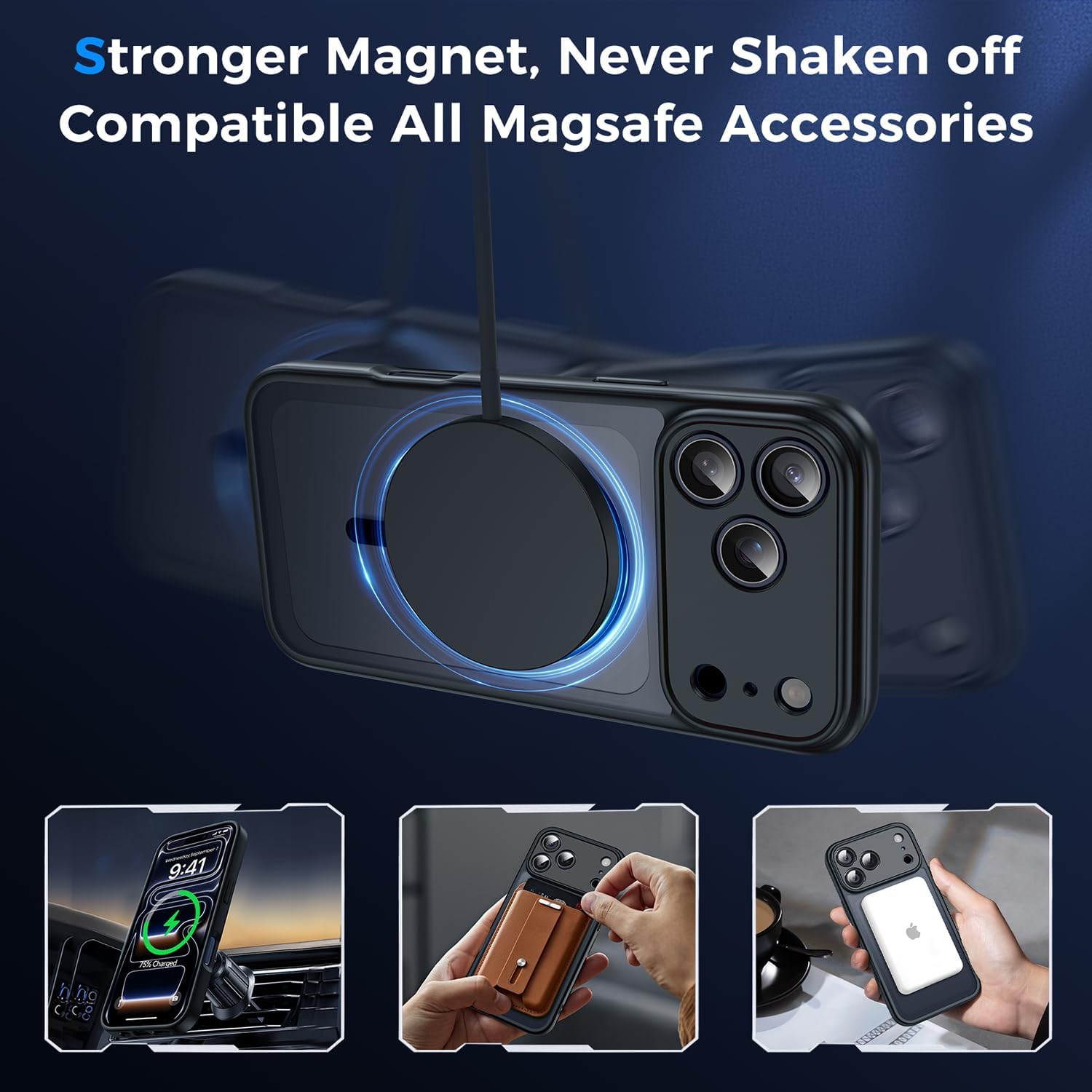 Detalle de HeIssitot Magnetic iPhone 17 Pro Max Case with Privacy Screen X2