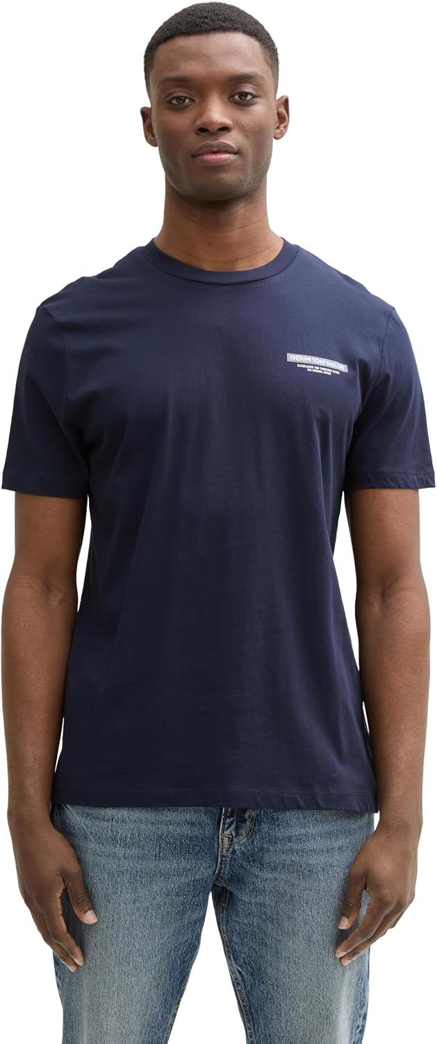 Thumbnail 6 de Tom Tailor Denim Herren Basic T-Shirt mit Logo-Print – einfaches Basic-Shirt mit Logo-Print