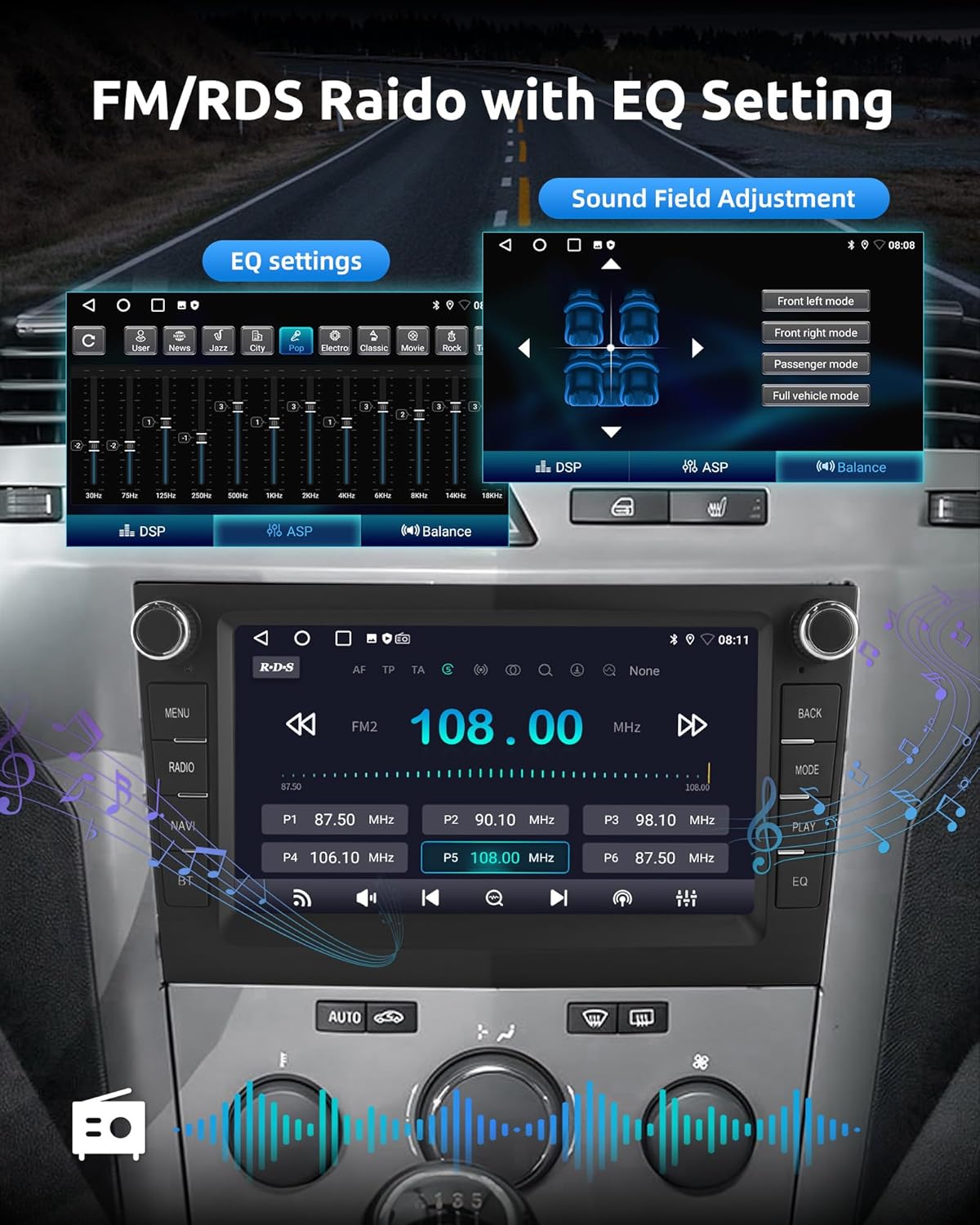 Thumbnail 4 de ESSGOO 7-inch Android 14 Car Stereo for Vauxhall/Opel: Wireless CarPlay, Android Auto & CANBUS