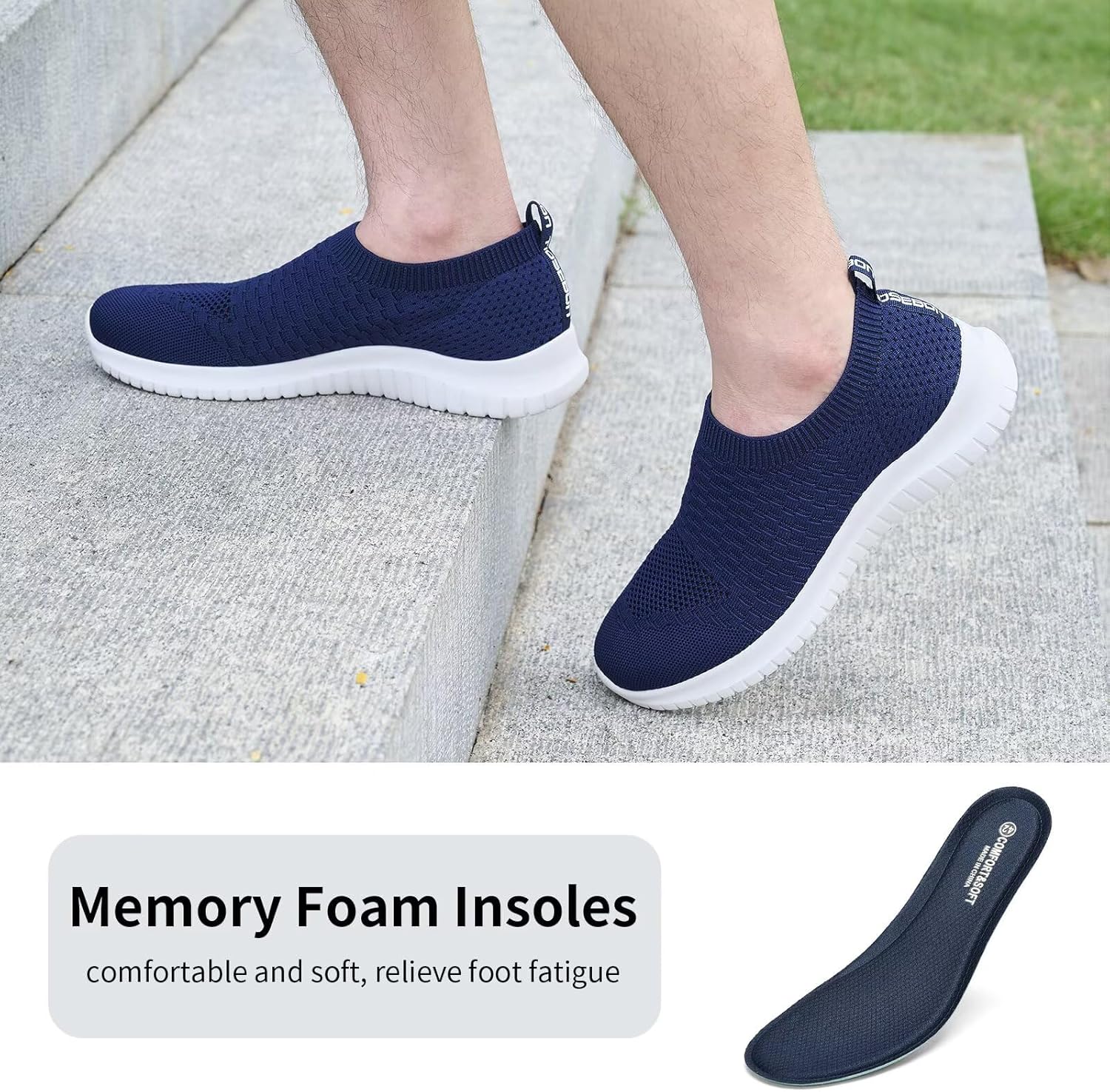 Thumbnail 3 de TIOSEBON Men's Slip-on Trainers: Lightweight, Breathable Road Running Shoes