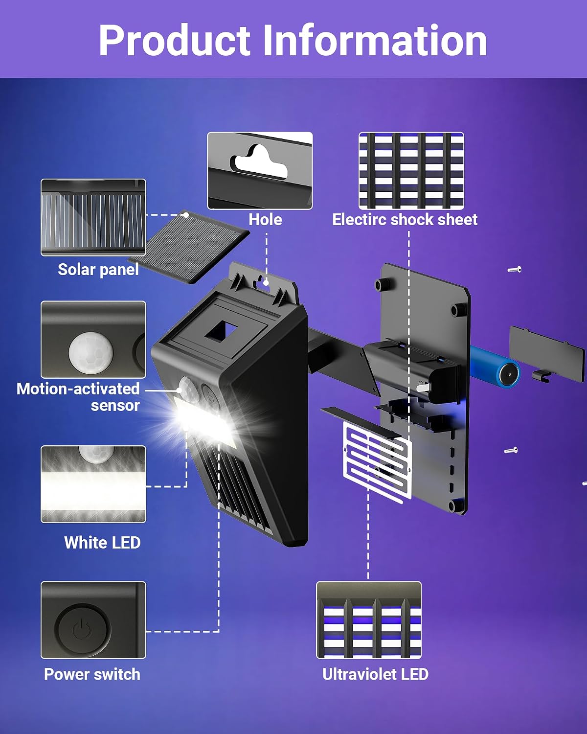 Detalle de Peepst Solar Bug Zapper with 3 Modes