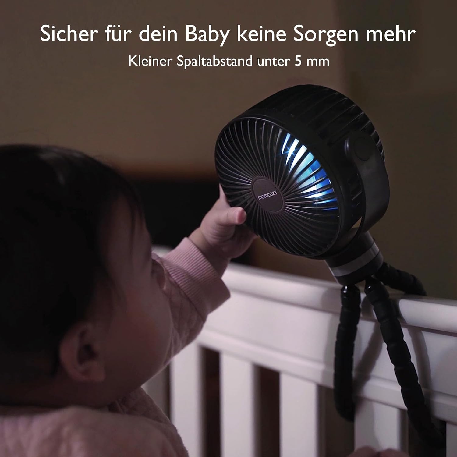Thumbnail 2 de Momcozy Tragbarer Kinderwagen-Ventilator mit LED-Nachtlicht und 360° Drehung