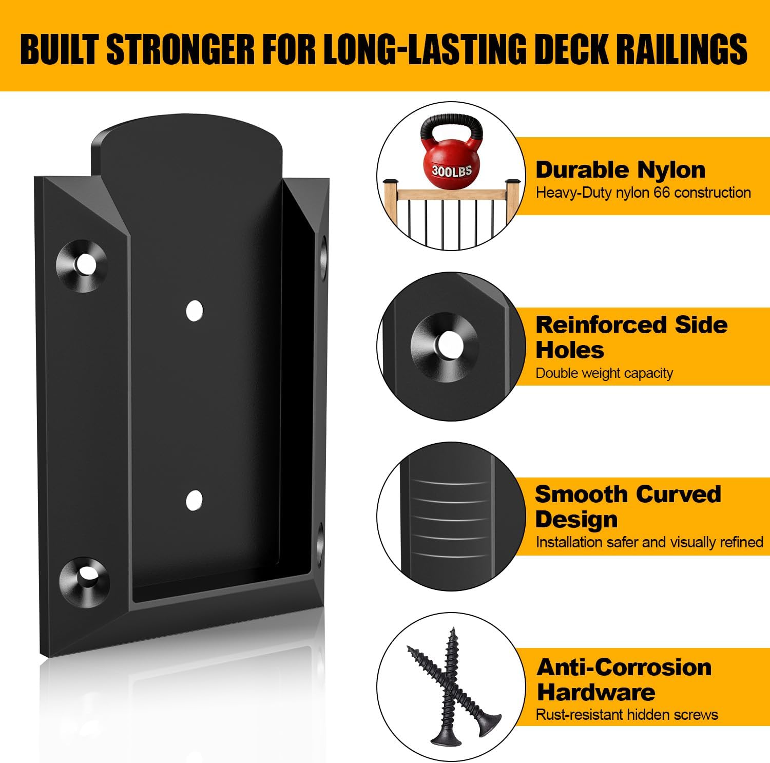 Detalle de ORIGLE YCTJ-ZS-2X4-10PCS Nylon Deck Railing Brackets for 2x4 Wood, 10-Pack