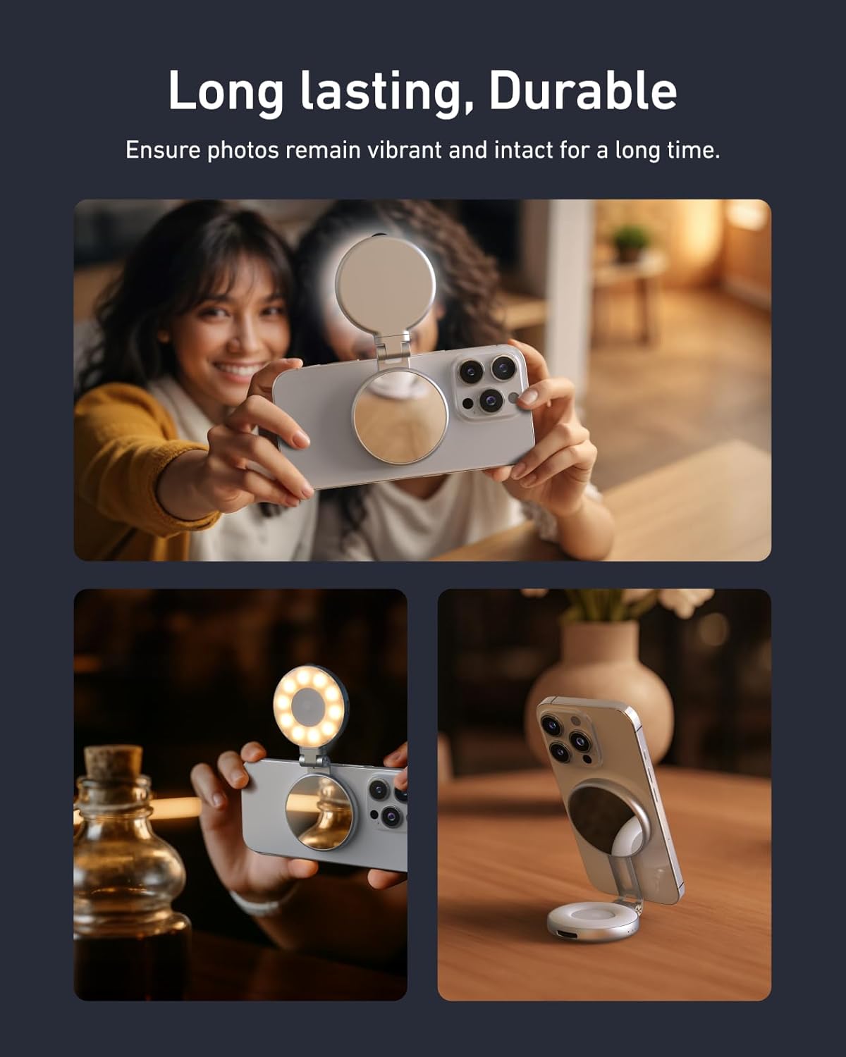 Thumbnail 6 de TELESIN C03 Lampe Selfie Magnétique – lumière pour smartphone avec miroir, CRI97 et éclairage 360°