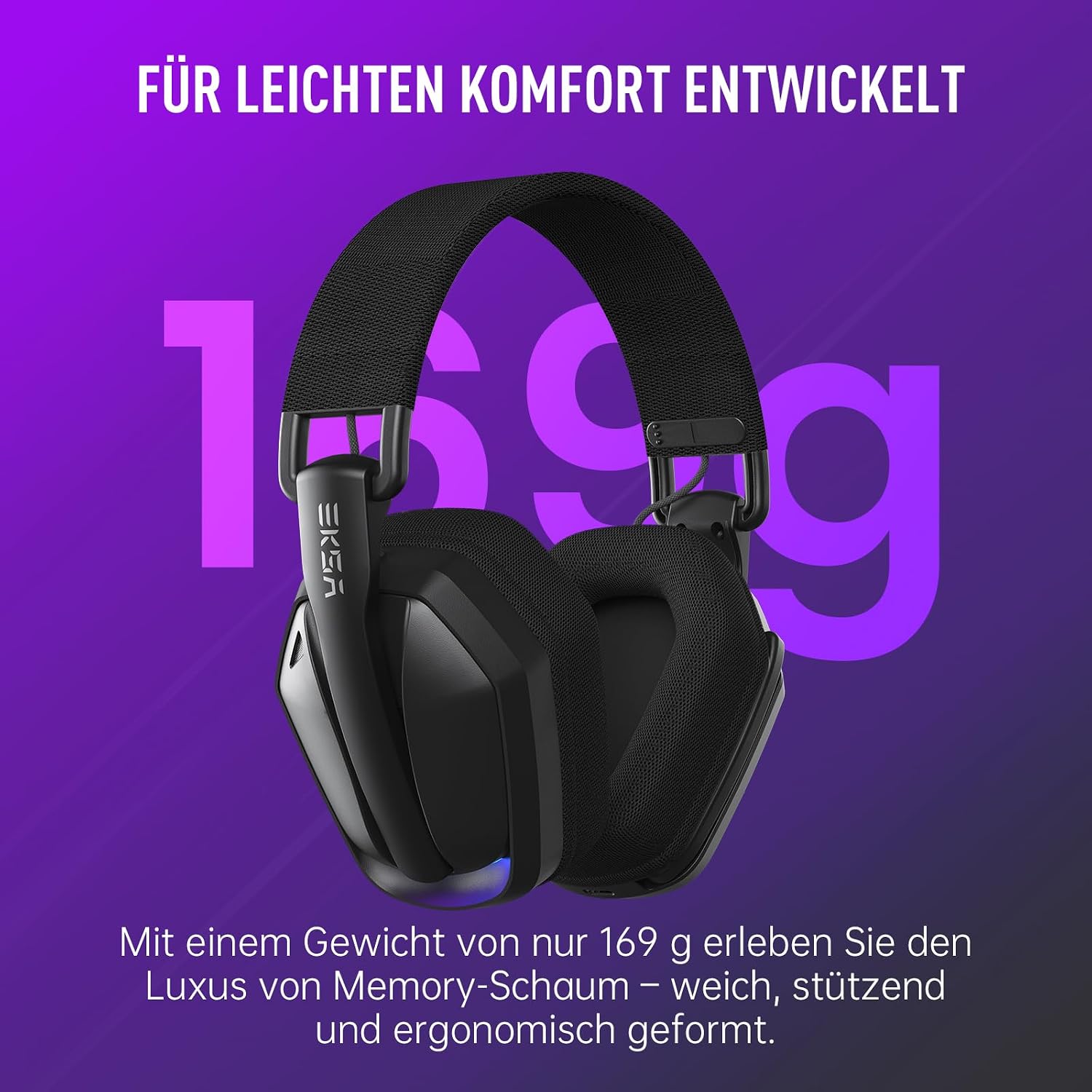 Detalle de EKSA 2,4GHz Wireless Gaming Headset mit Mikrofon (PS5/PS4, PC, Switch, Mac) & Bluetooth 5.4 – 169 g, Typ-C, bis zu 35 h