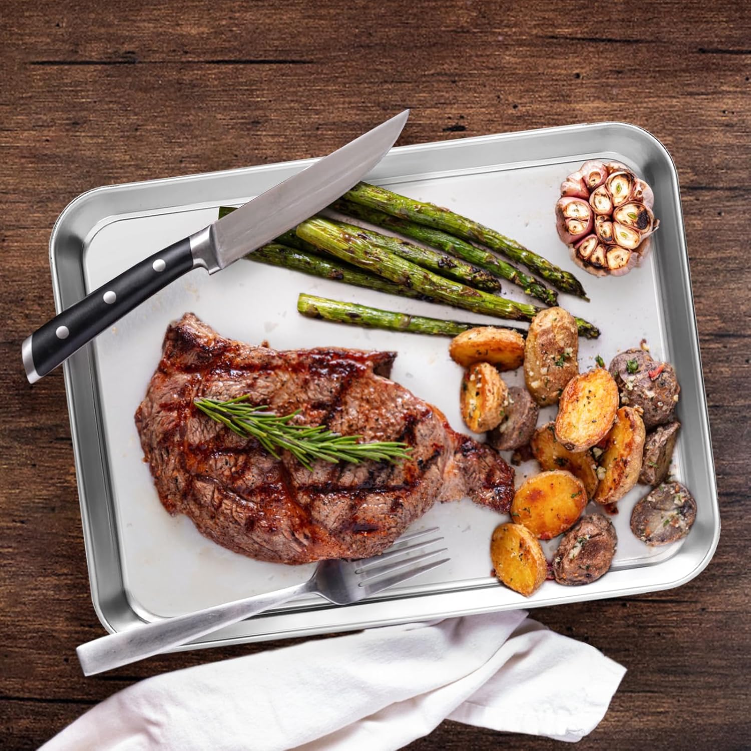 Thumbnail 5 de Wildone Baking Tray Set of 4 (Stainless Steel Oven Trays) – Essentials range