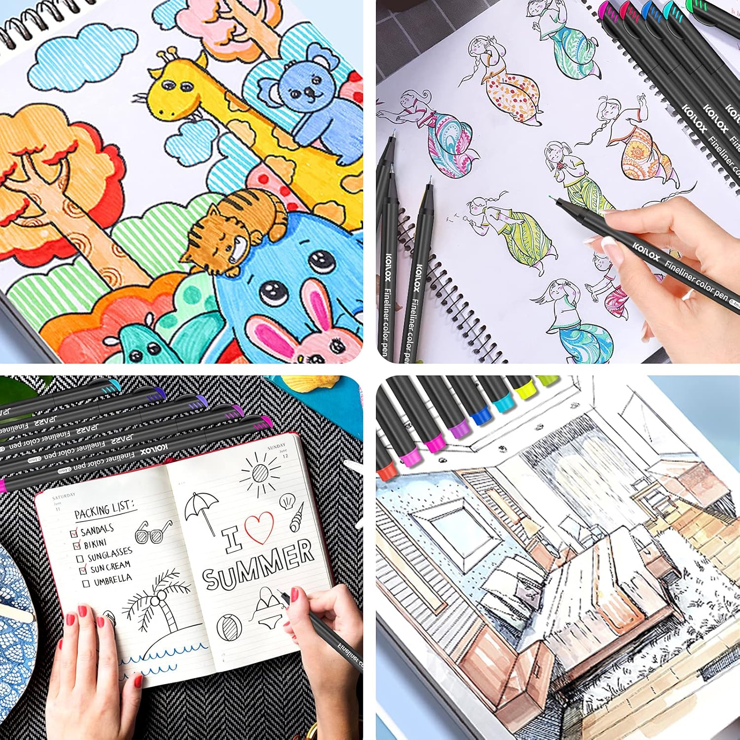 Thumbnail 6 de Koilox Fineliner Stifte Set 36 Farben 0,4 mm