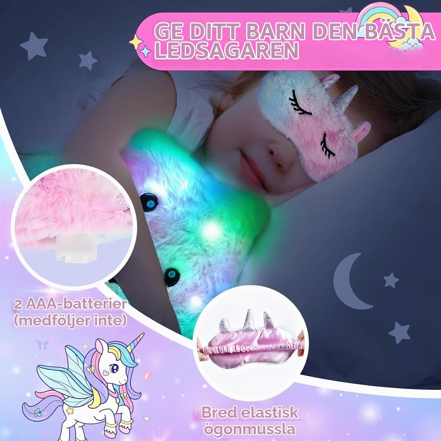 Thumbnail 3 de JONRRYIN Einhorn Kuscheltier Tagebuch – enhörningsset med dagbok och lysande docka