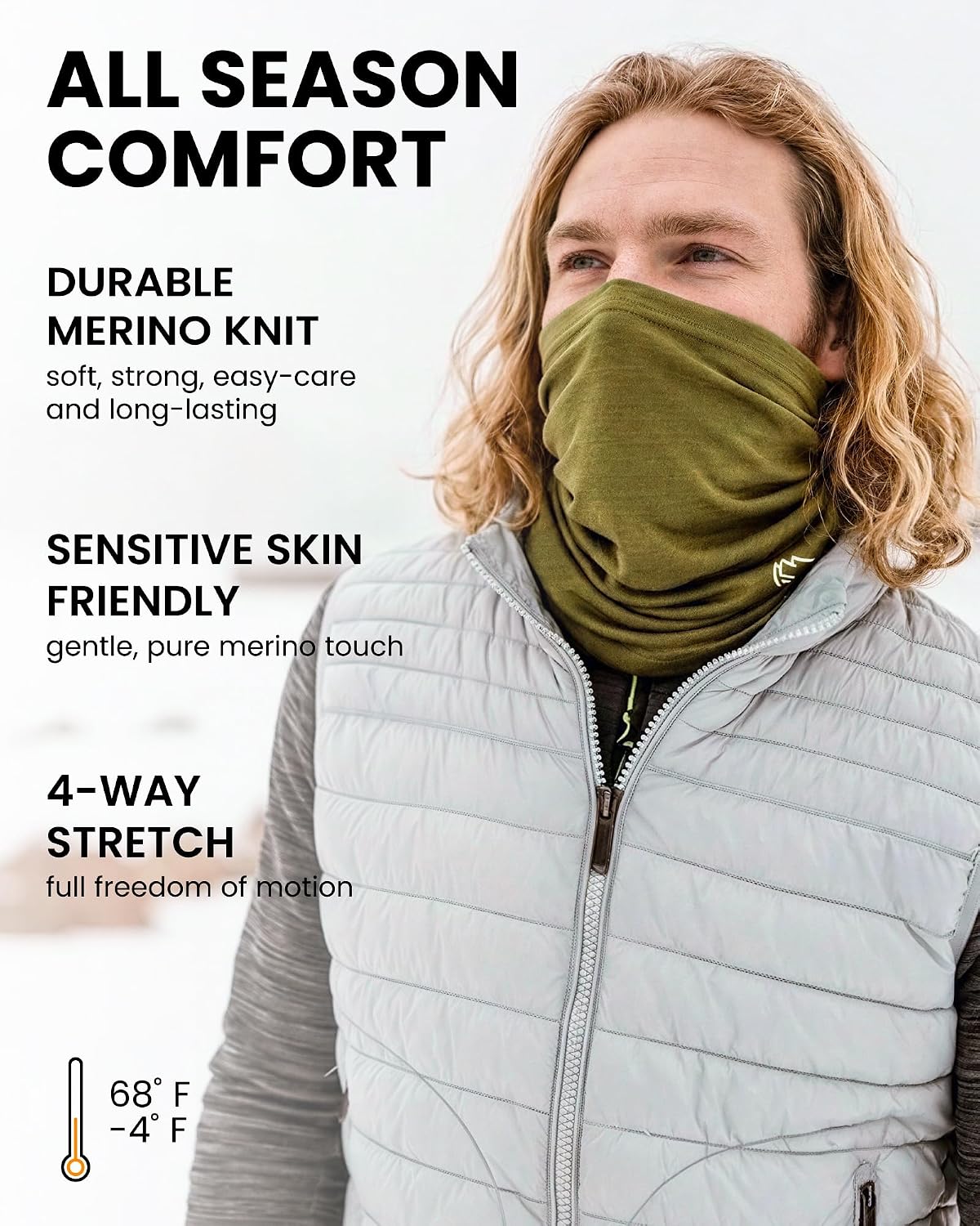 Detalle 1 de Merino.tech Merino Wool Neck Gaiter 17.5-Micron