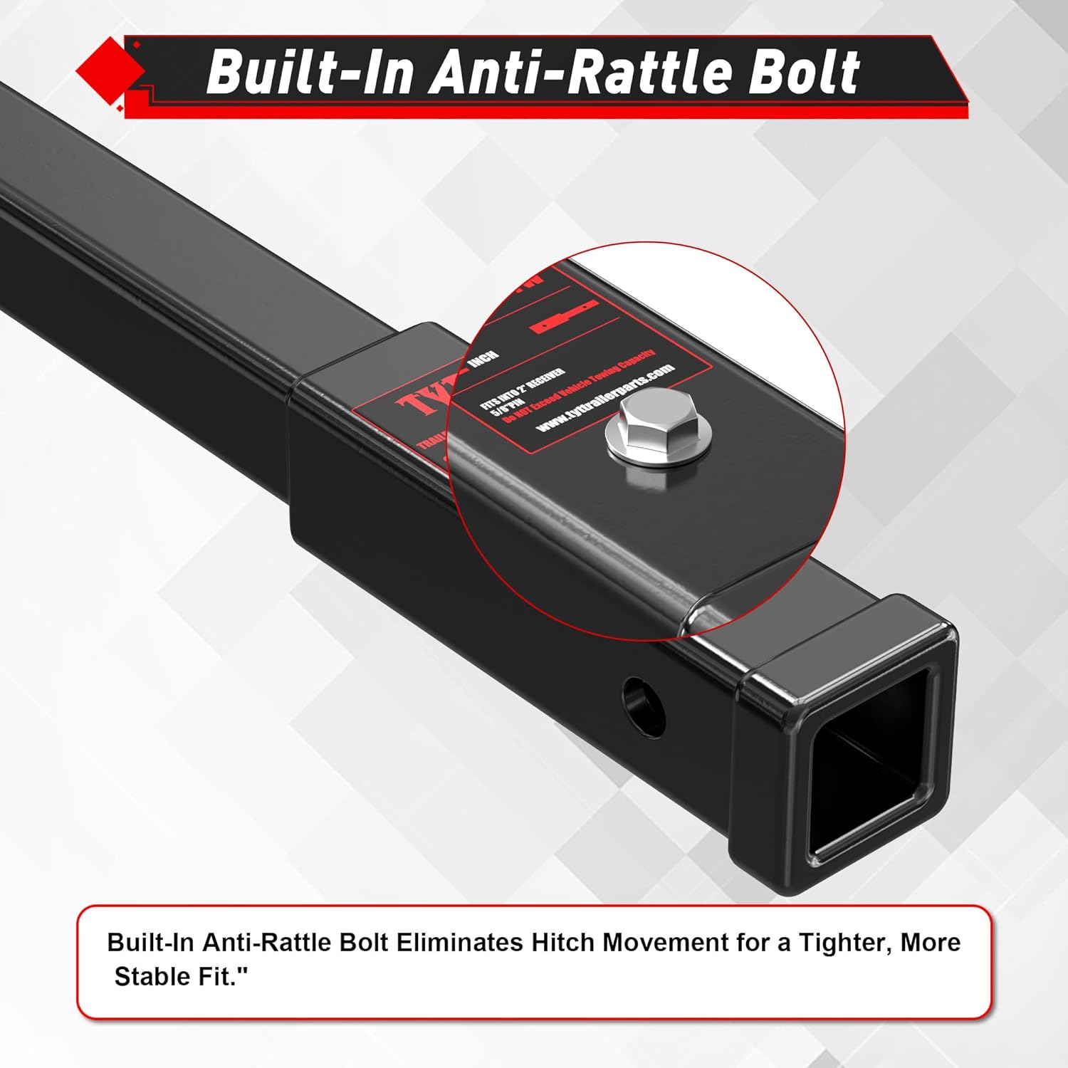 Thumbnail 2 de TYT 18" Trailer Hitch Extension for 2-Inch Receivers (2-Pack 5/8" Pins) – 3500 lbs GTW / 350 lbs TW