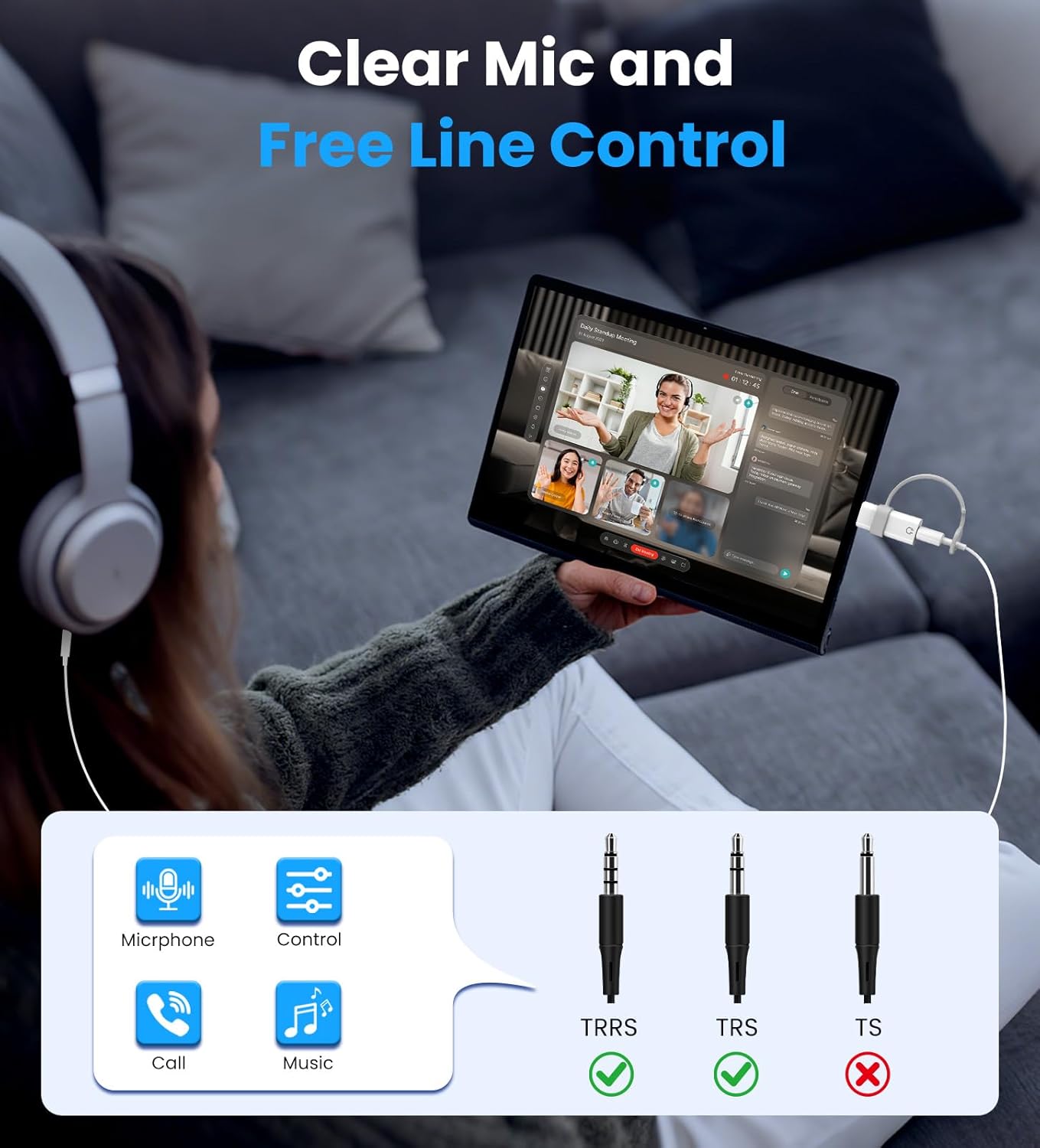 Detalle de TiMOVO Adattatore USB-C a cuffie da 3,5 mm con DAC integrato – bianco
