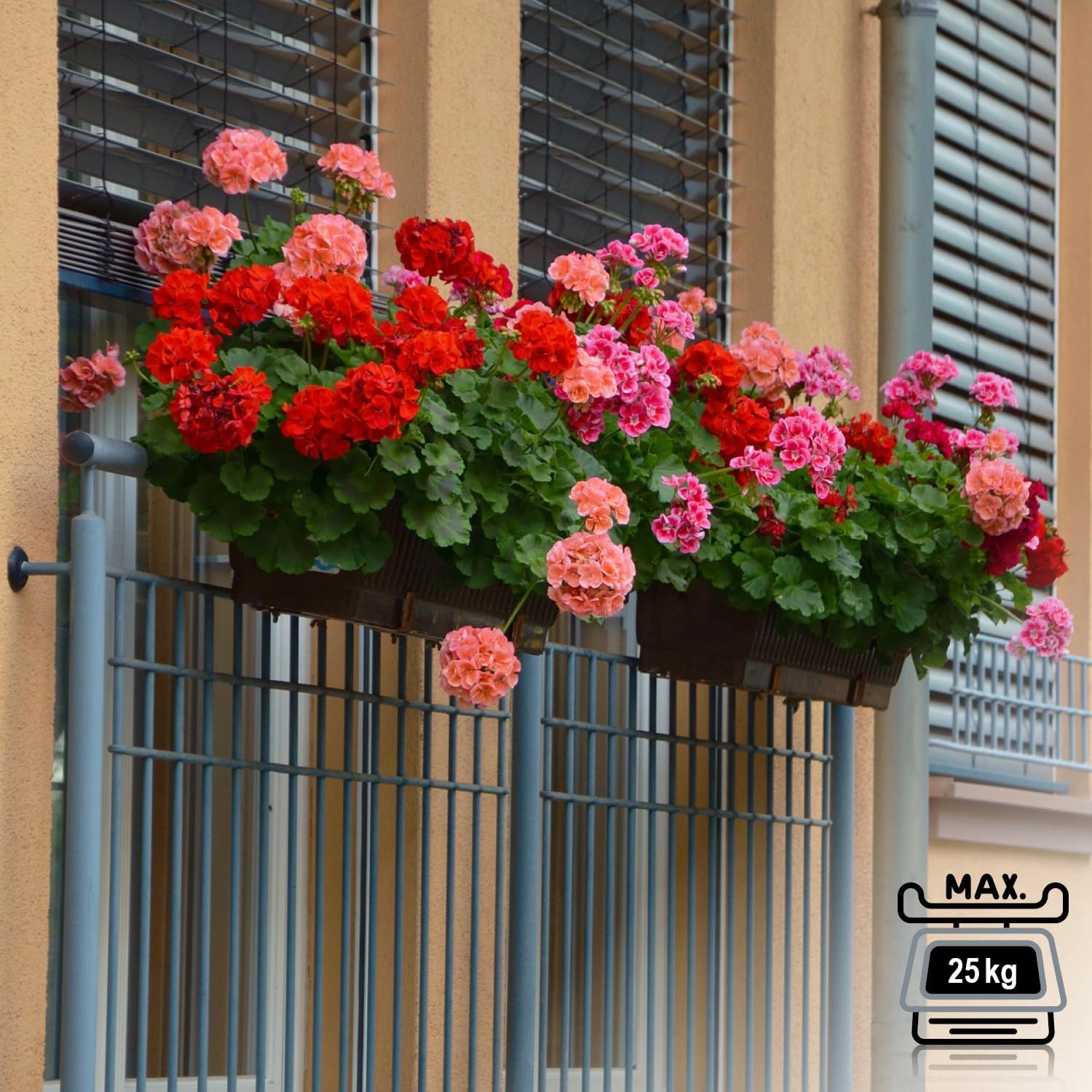 Detalle de com-four 4x supporto per fioriera per parapetti e ringhiere - attacco flessibile in metallo, regolabile in 2 direzioni (4 pezzi) - marrone scuro