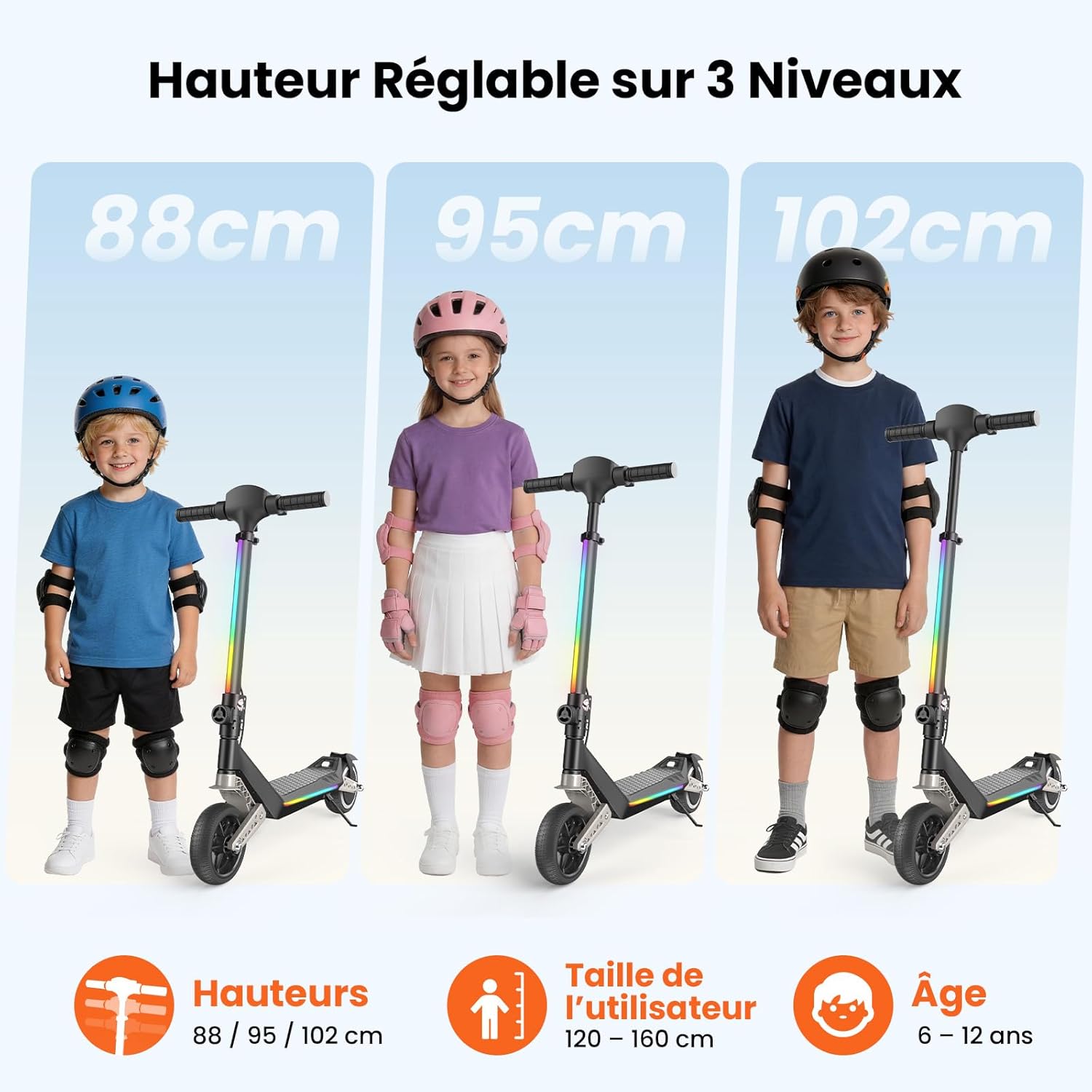Thumbnail 4 de Trottinette Électrique Enfant K6,6-12 Ans – Pliable, Suspension Double et 3 Vitesses