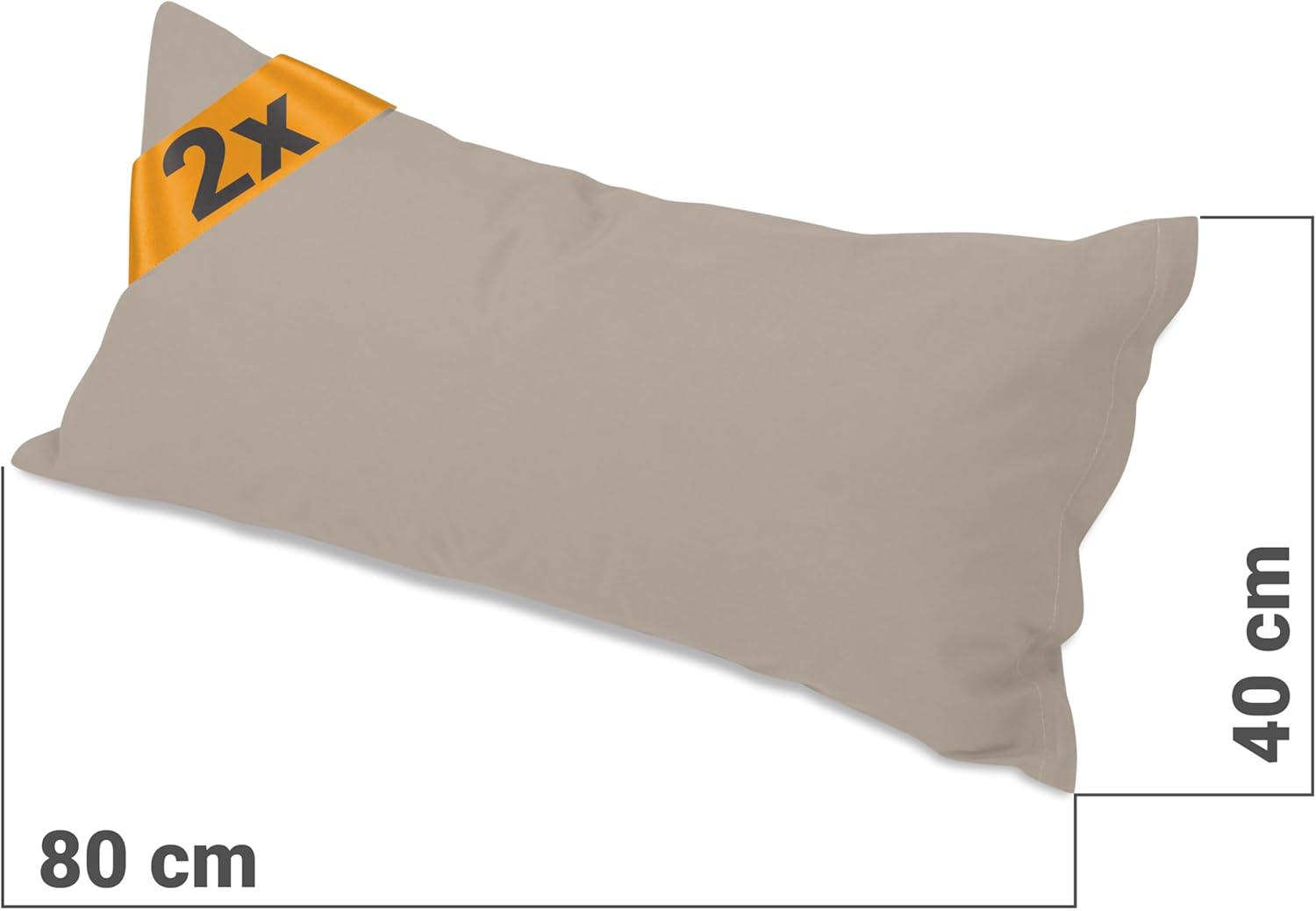 Thumbnail 2 de Taie d’oreiller npluseins 40x80 – Lot de 2 en coton renforcé, cappuccino