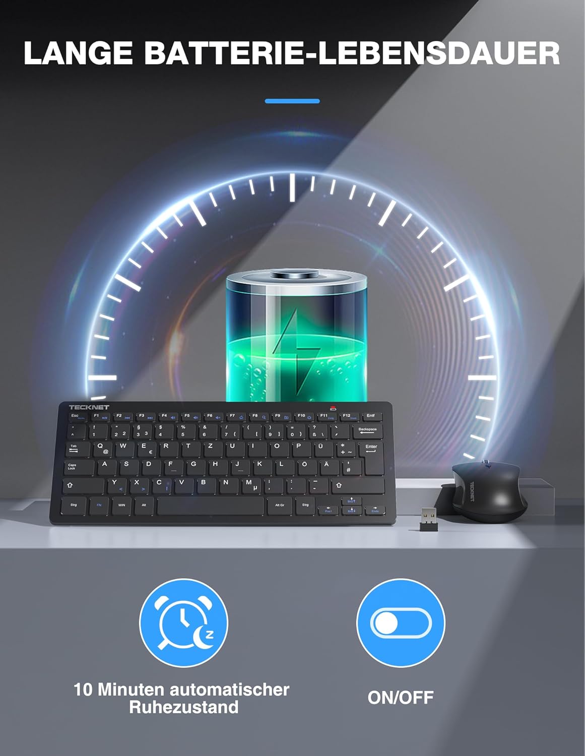 Thumbnail 4 de TECKNET Kabelloses Tastatur-Maus-Set 15 m ⌨