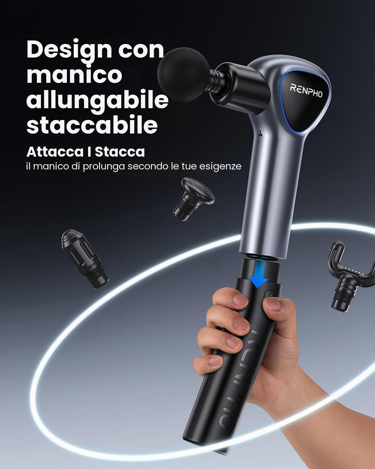 Detalle 2 de RENPHO Reach pistola massaggio 5 velocità 🏋