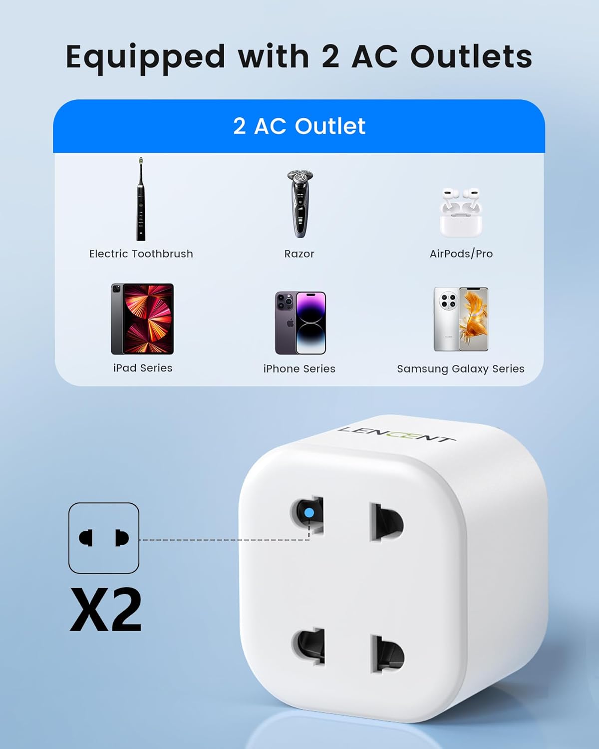 Thumbnail 2 de LENCENT Shaver Plug Adaptor 10A Fuse