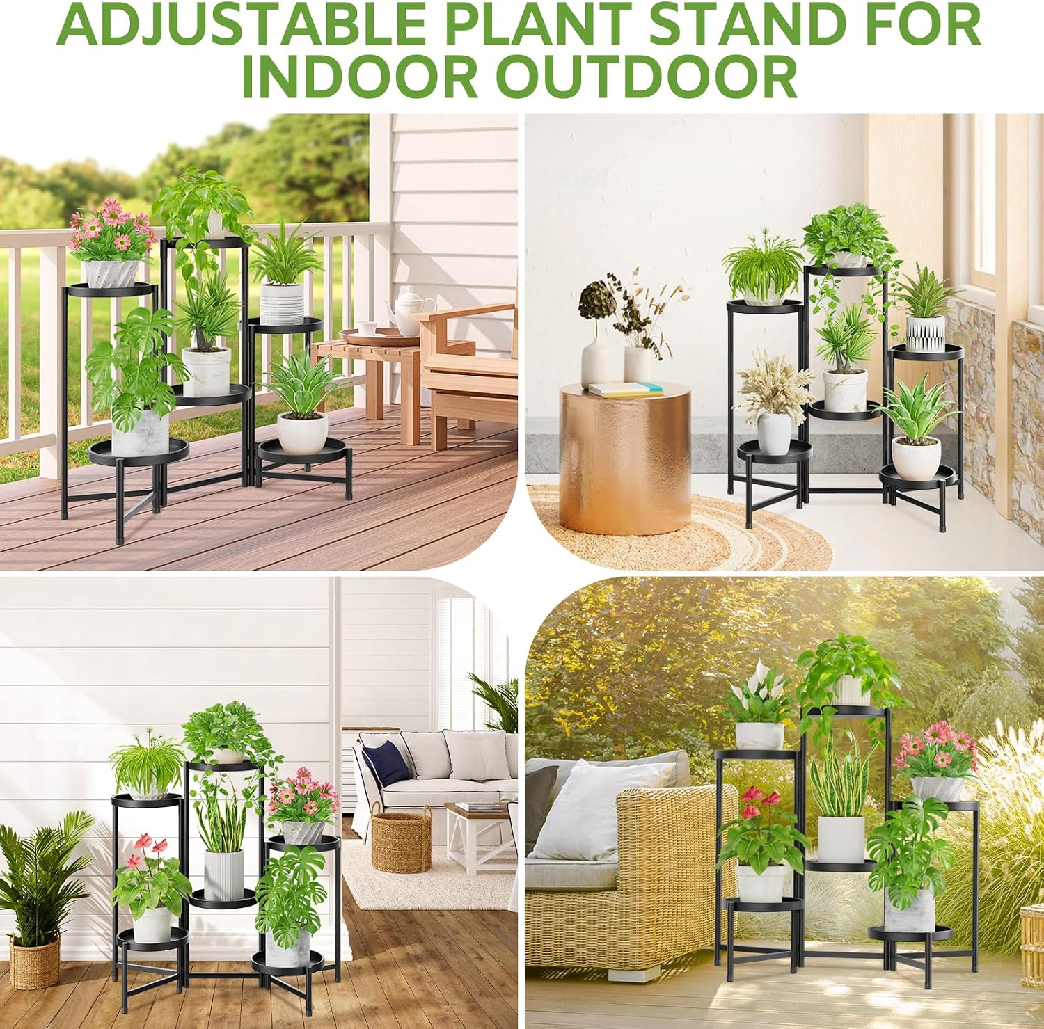 Thumbnail 6 de iDavosic.ly 6-Tier Metal Plant Stand, Black, Adjustable and Foldable