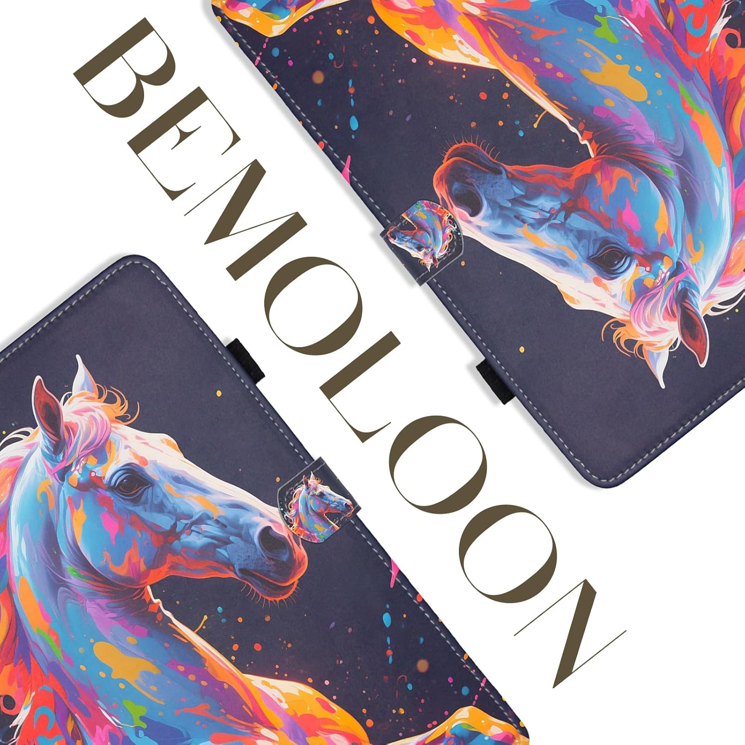 Thumbnail 6 de Bemoloon PU Tab Hülle für Samsung Galaxy Tab A 10.1 (2019) mit Ständer, Magnetverschluss & Kartenfach – farbiges Pferd