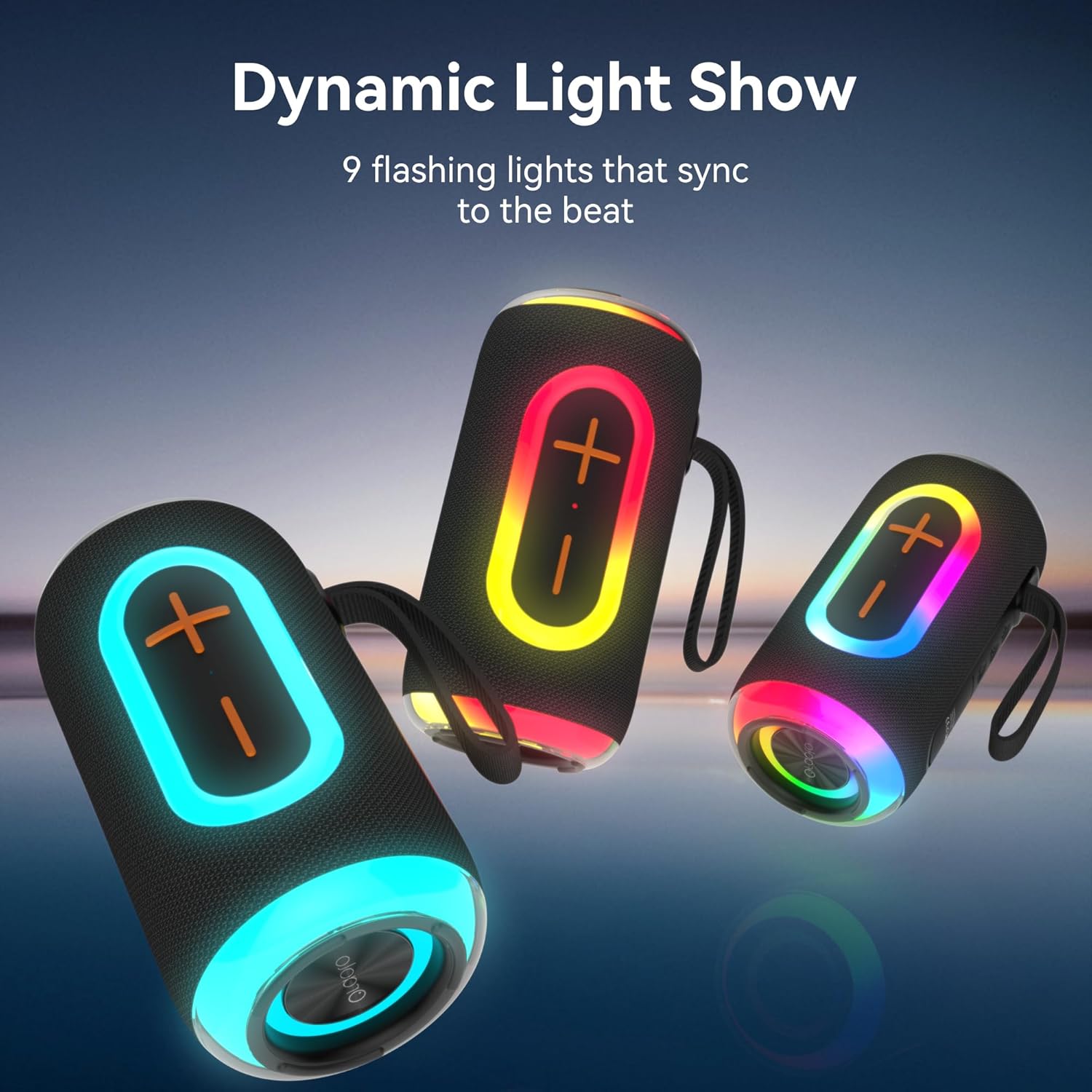 Thumbnail 3 de Oraolo 24W Bluetooth Speaker Portable with RGB Lights and TWS Pairing (Black)