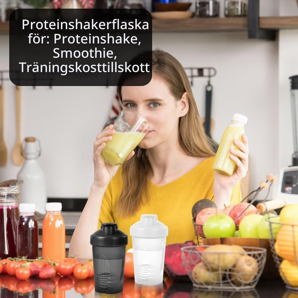 Detalle 2 de AOGOE proteinshakers, 2-pack med blandningsbollar i rostfritt stål, 400 ml