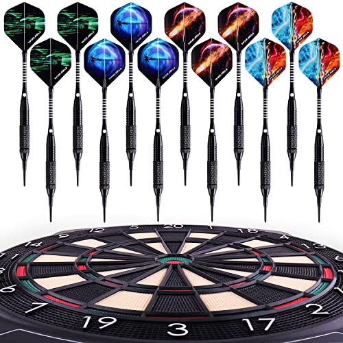 Detalle de WIN.MAX Flechette Pointe Plastique — Set Softdarts 12 fléchettes, 24 ailes et 100 pointes pour cible électronique