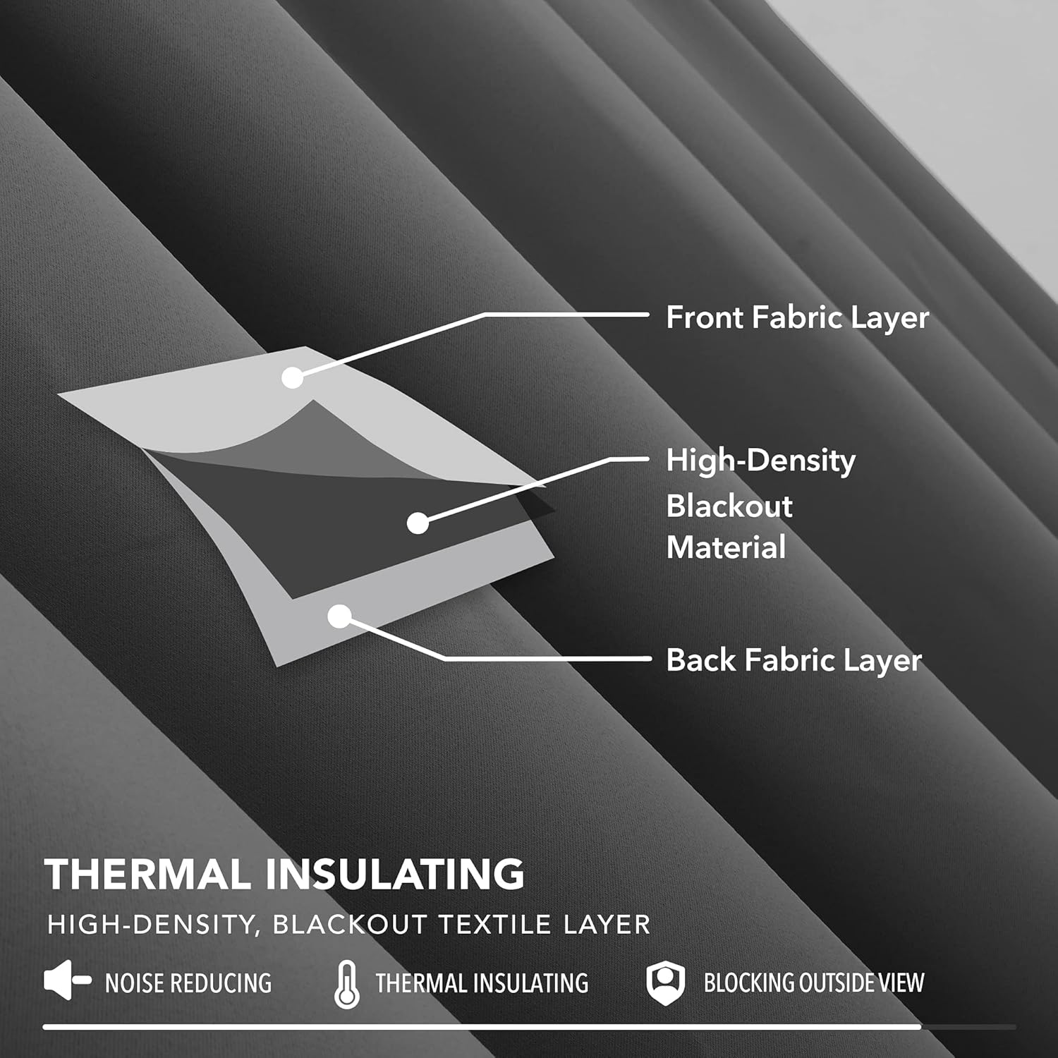 Thumbnail 5 de Deconovo Super Soft Solid Pencil Pleat Curtains – Dark Grey, 2 Panels, W55 x L69 Inches