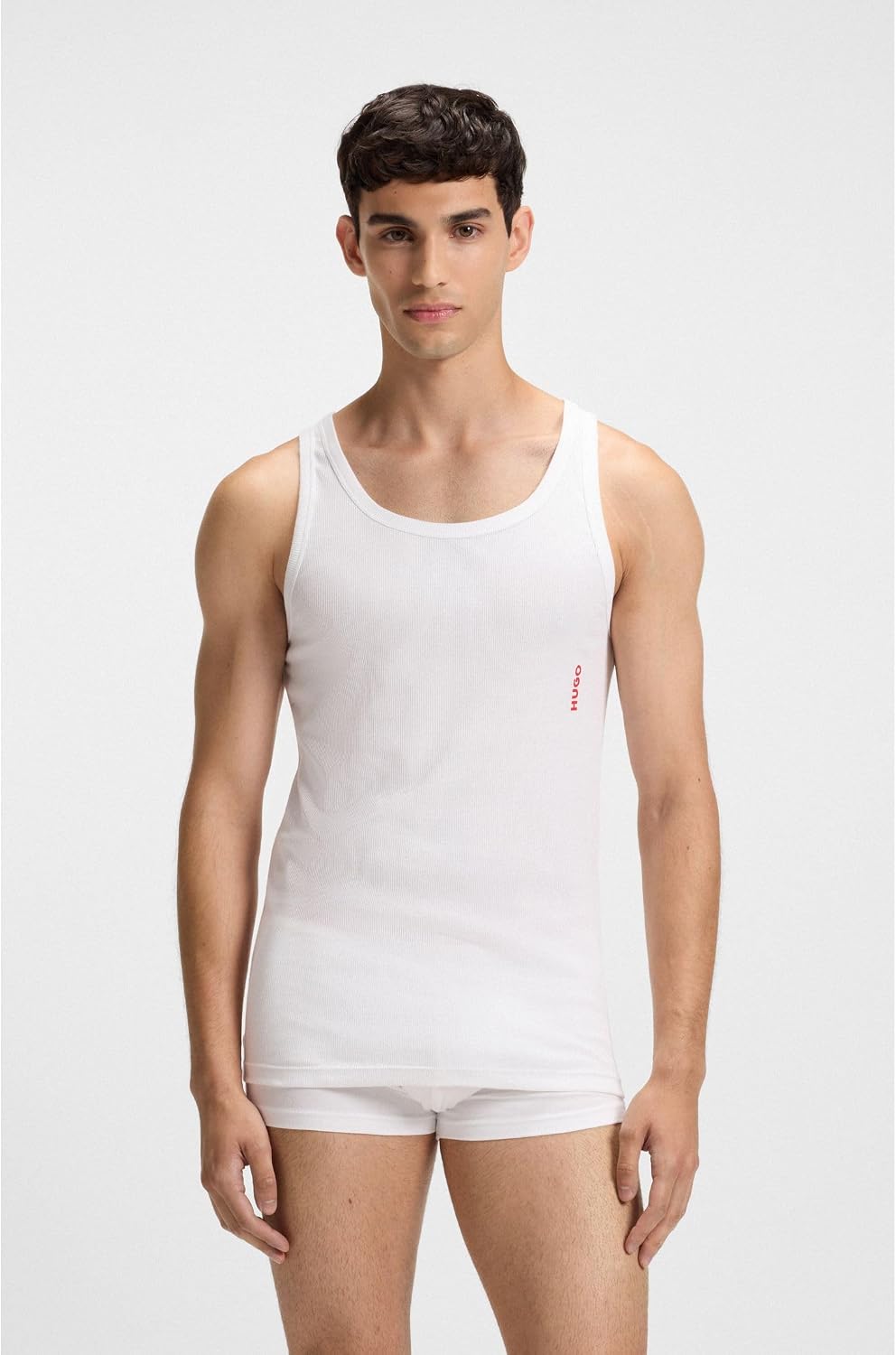 Thumbnail 1 de HUGO Men’s Tank Top Twin Pack (Two-Pack) in Stretch Cotton with Logos, White (L)